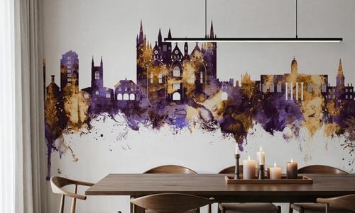 Peterborough England Skyline Purple & Gold