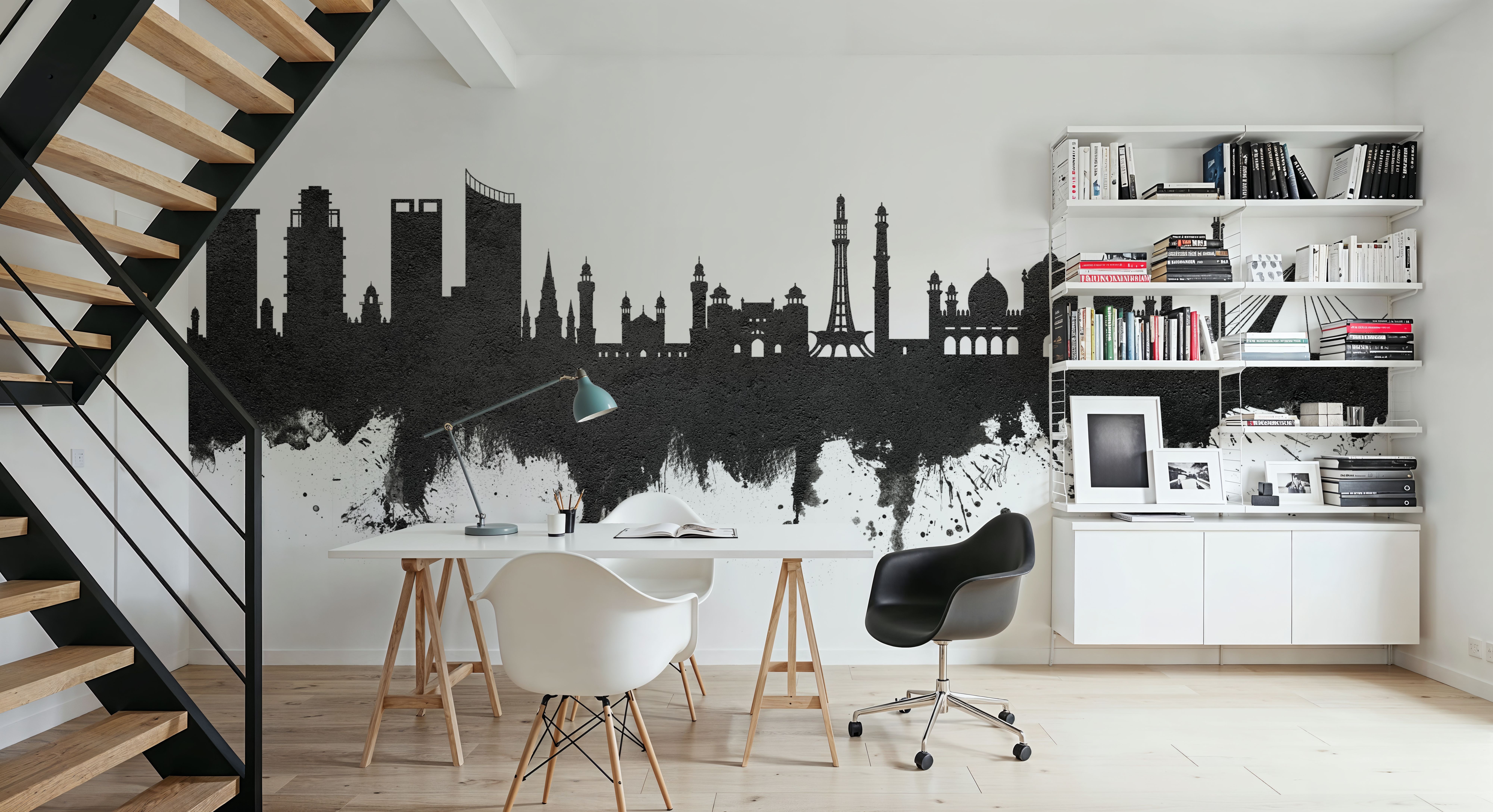 Lahore Pakistan Skyline Black & White