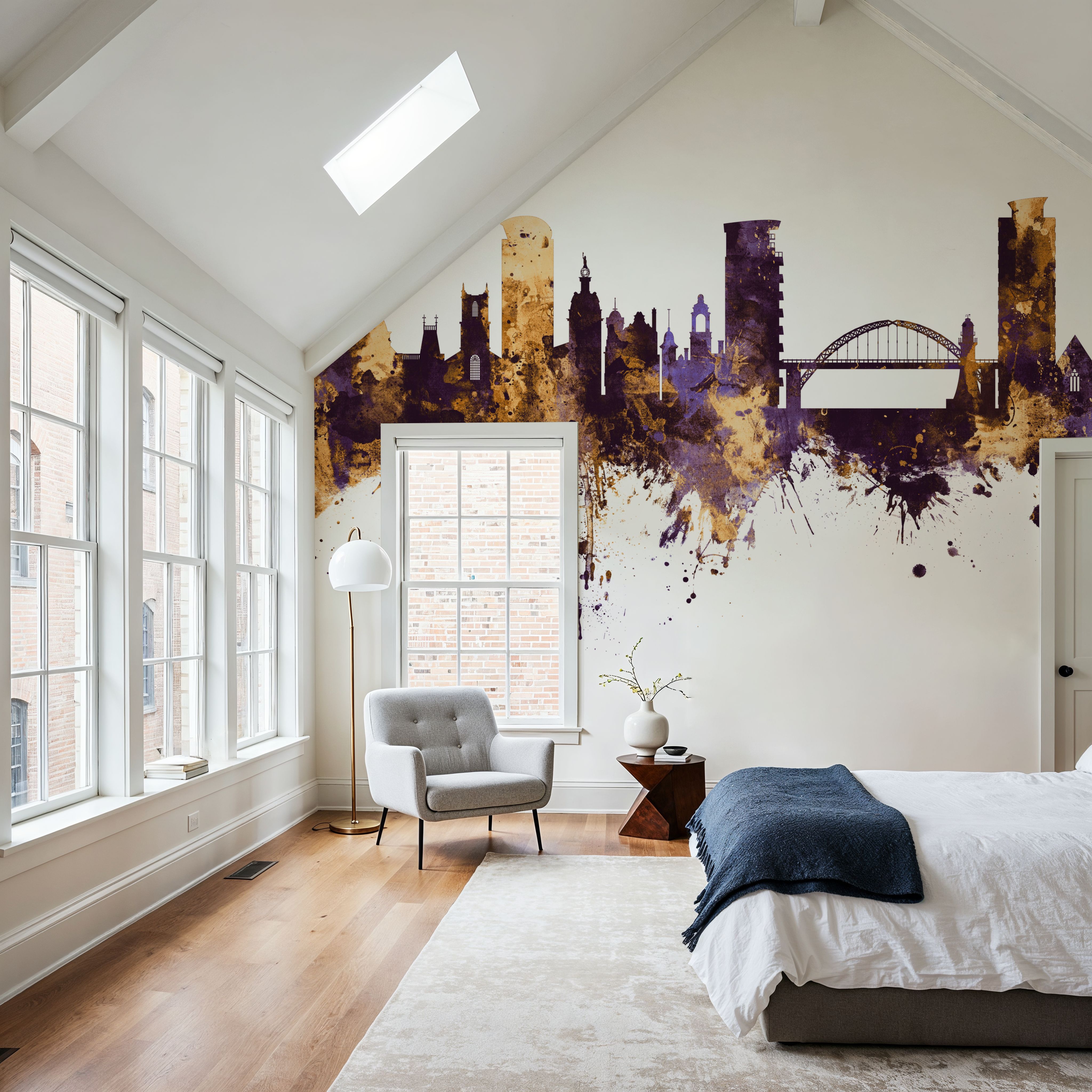 Sunderland England Skyline Purple & Gold