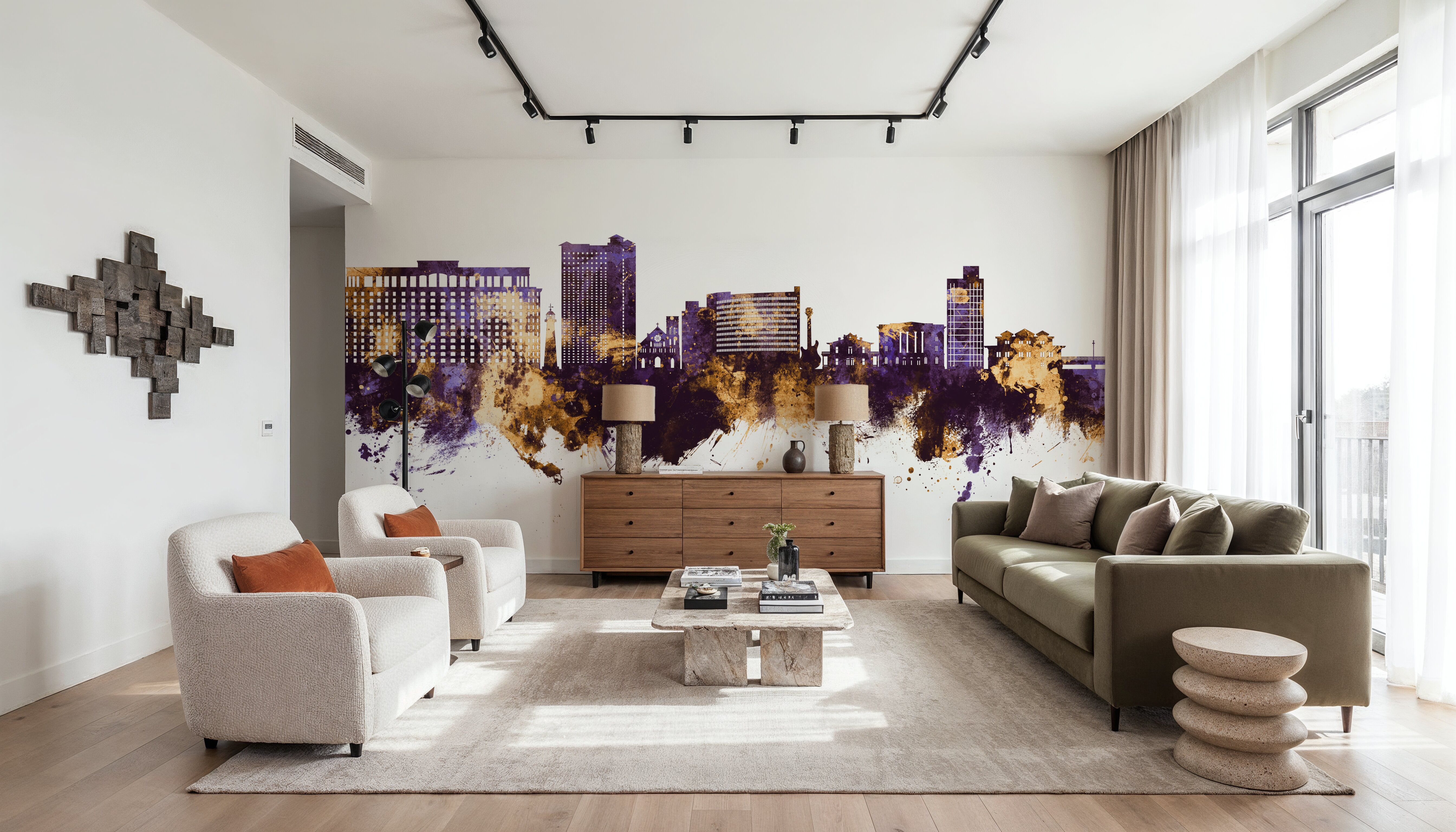 Biloxi Mississippi Skyline Purple & Gold