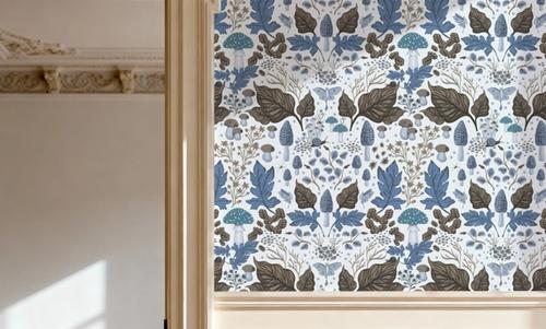 Autumn Forest Illustration, Light Blue