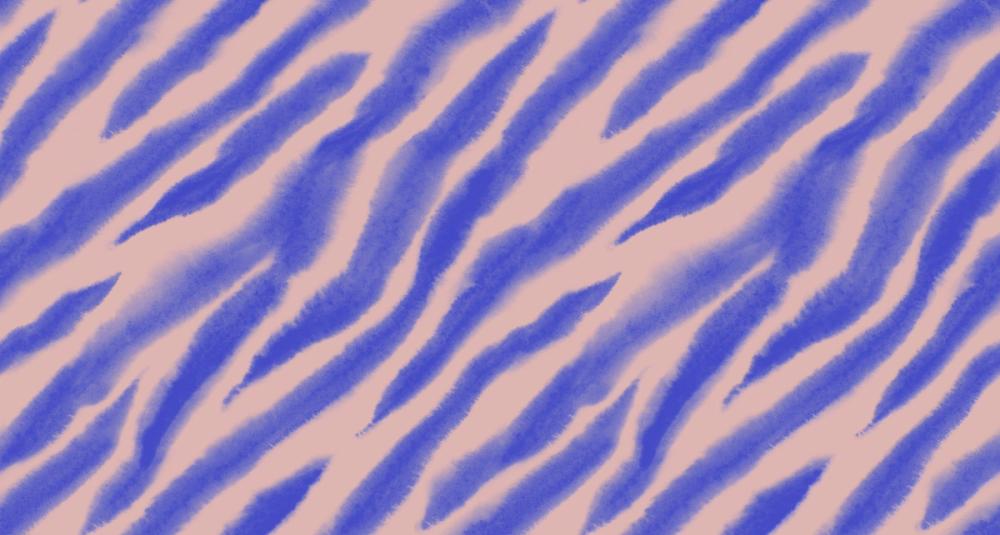 Watercolor Tiger Stripes, Periwinkle on Pink