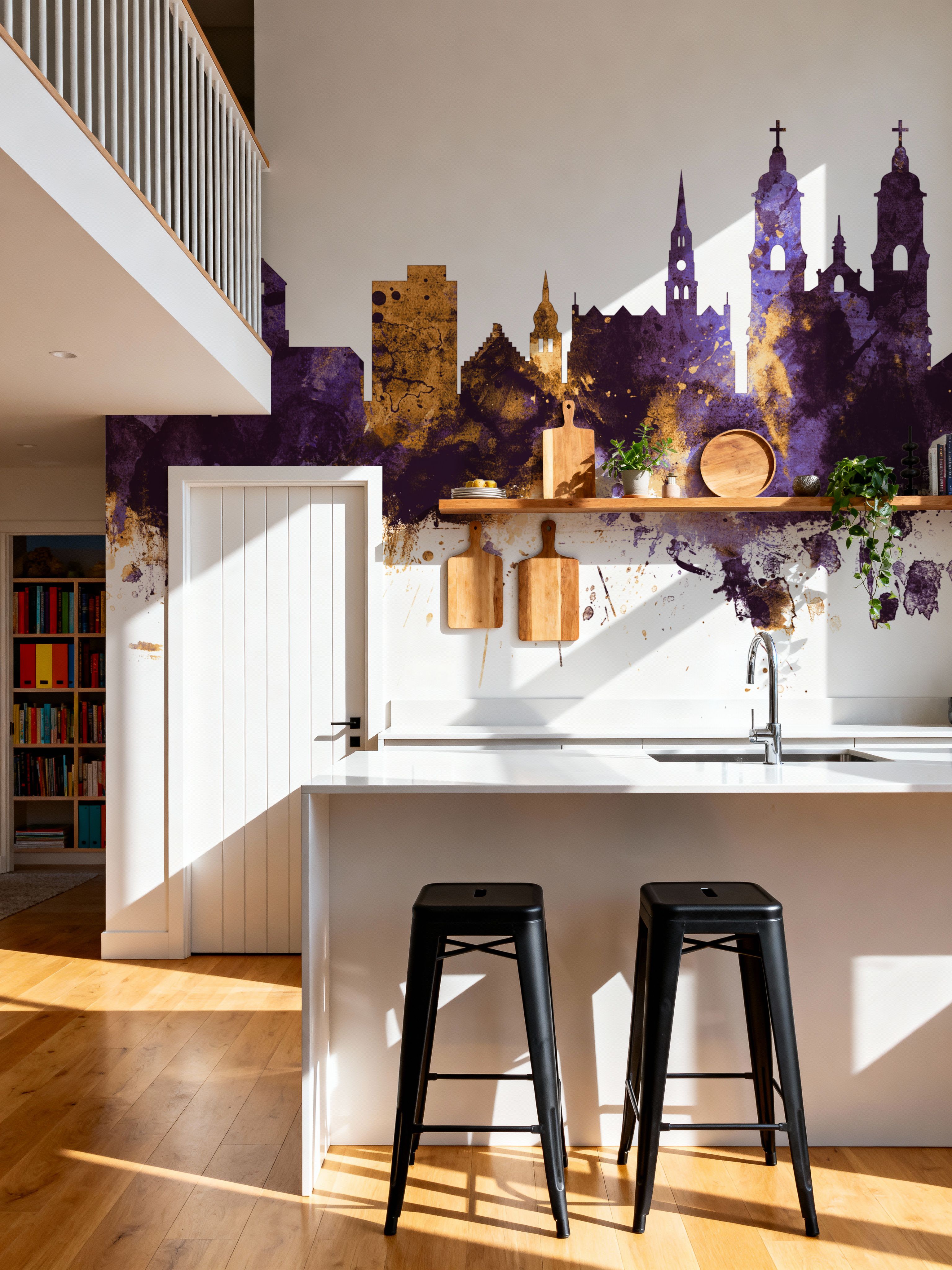 St Gallen Switzerland Skyline Purple & Gold