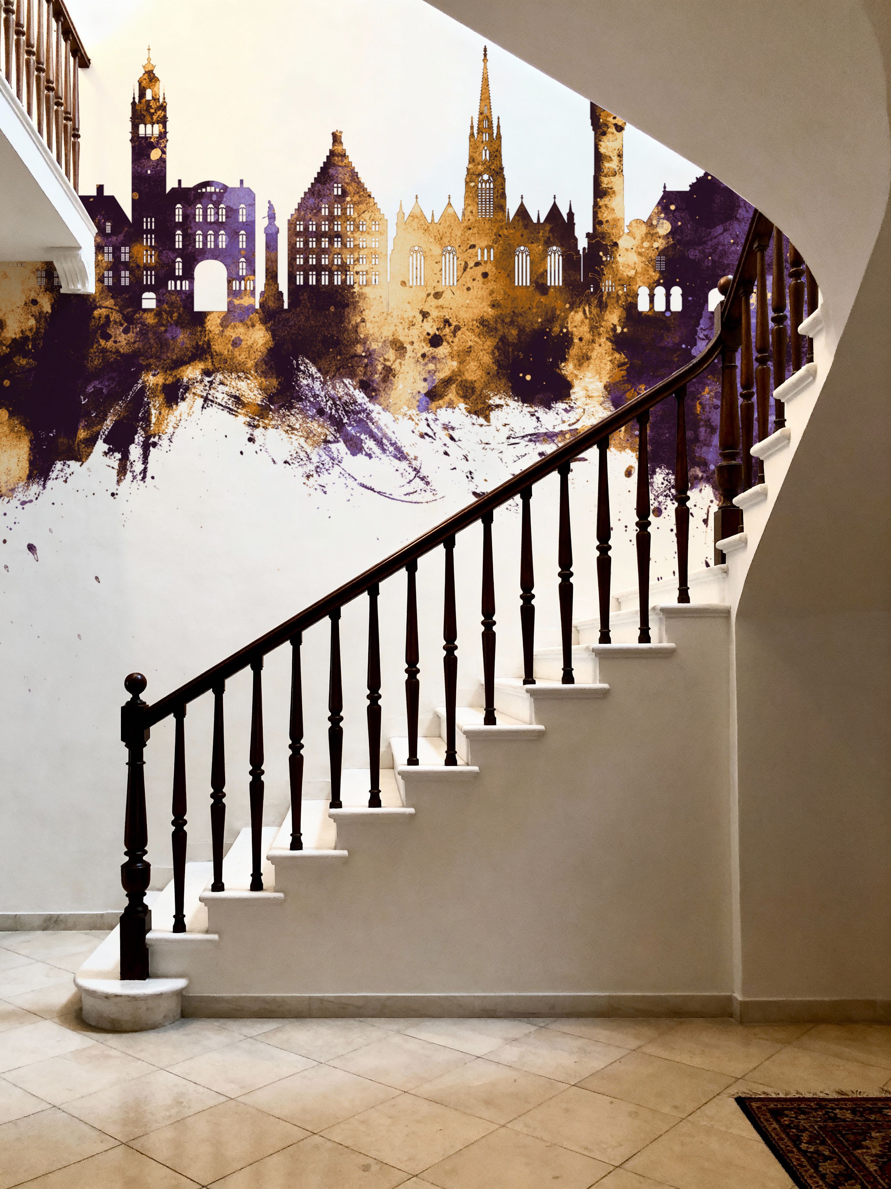 Lille France Skyline Purple & Gold