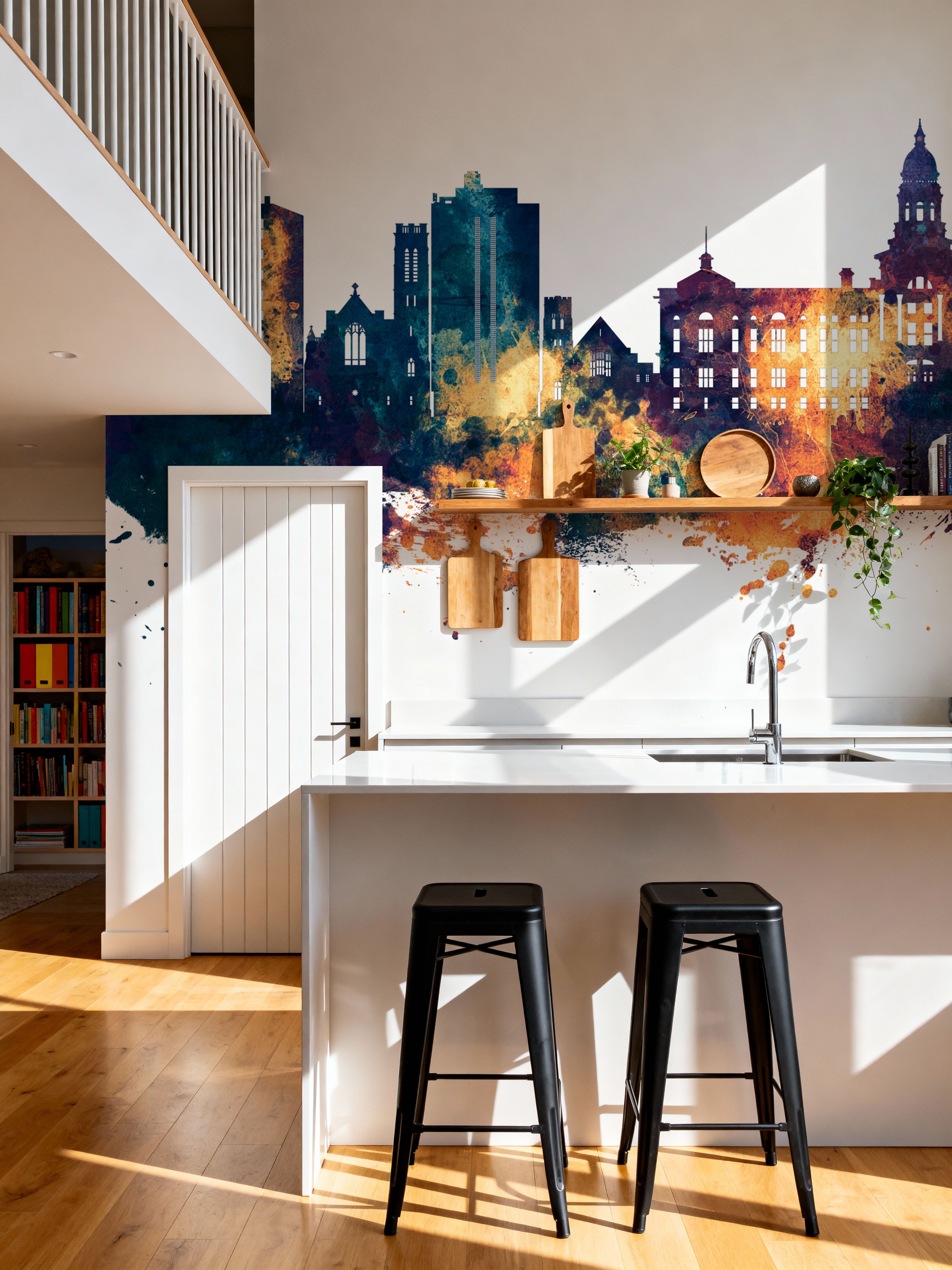 Cheyenne Wyoming Skyline Blue & Bronze