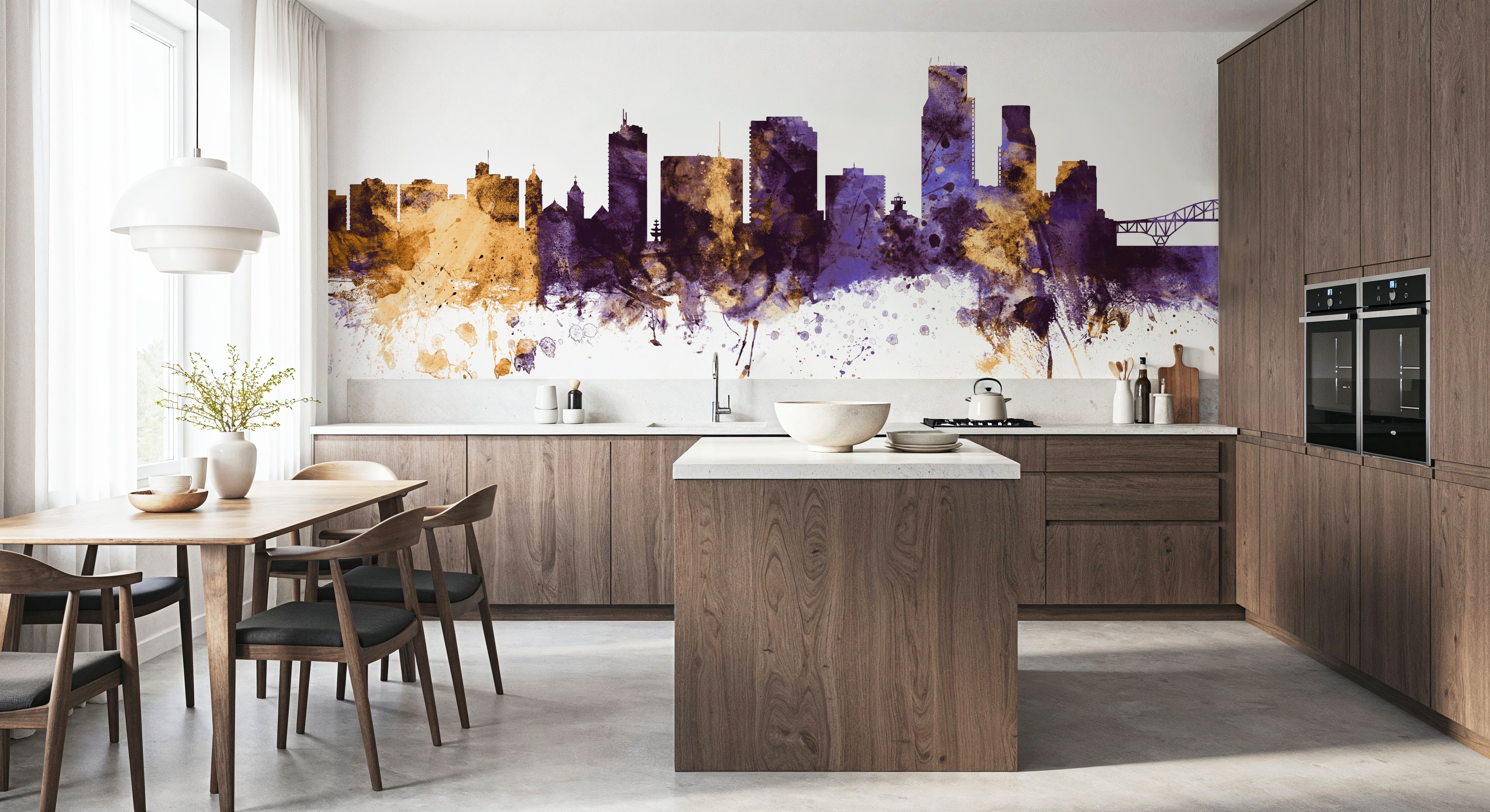 Corpus Christi Texas Skyline Purple & Gold