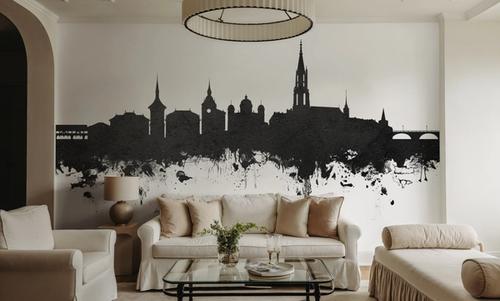 Bern Switzerland Skyline Black & White