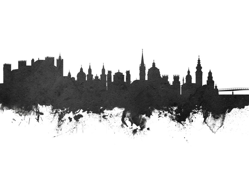 Salzburg Austria Skyline Black & White