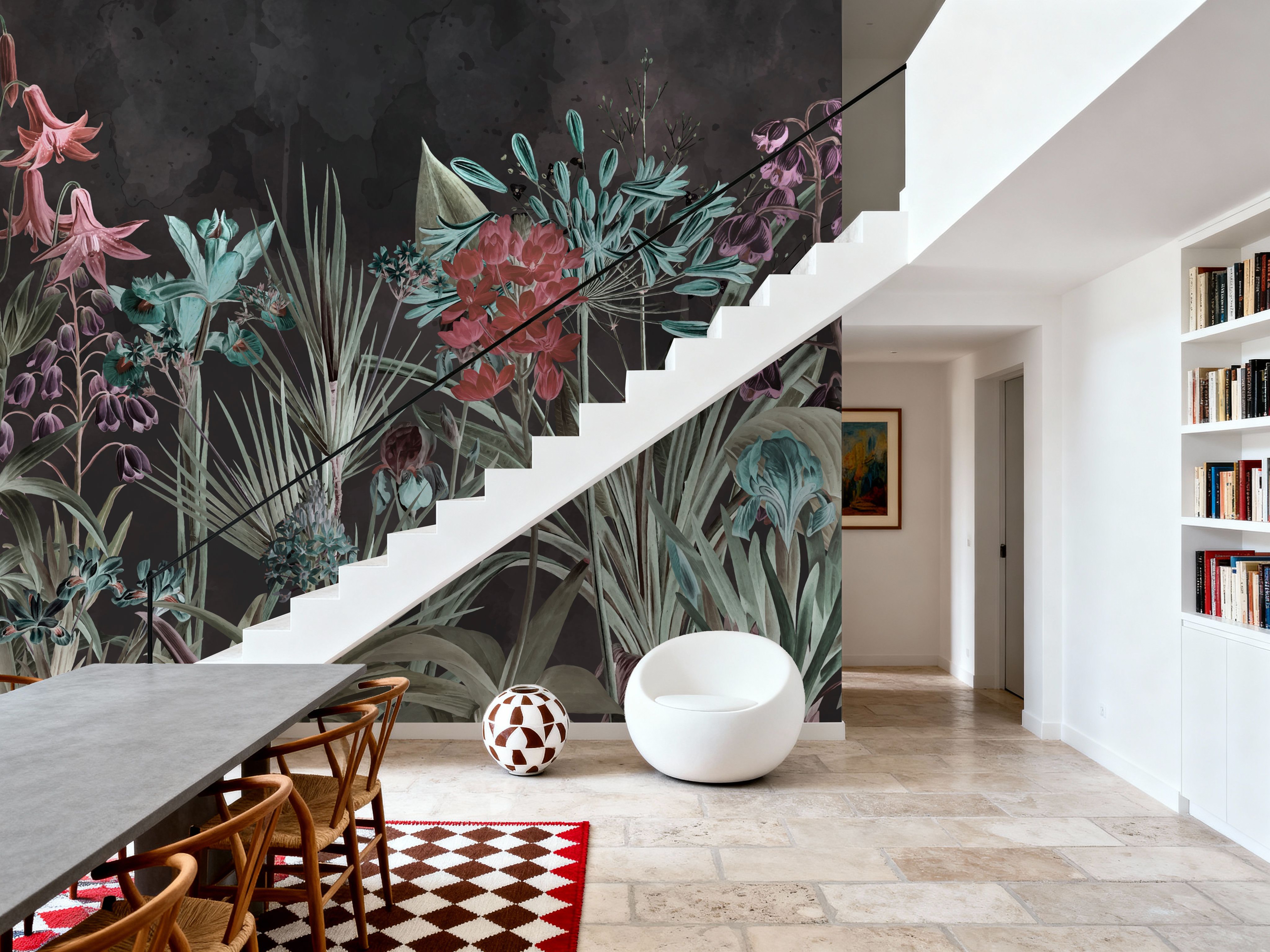 Wall Mural - Field of Dreams Dark Red - Foliage Nature mural wallpaper - Living room - Wallism US - Premium, Textured or Peel & Stick