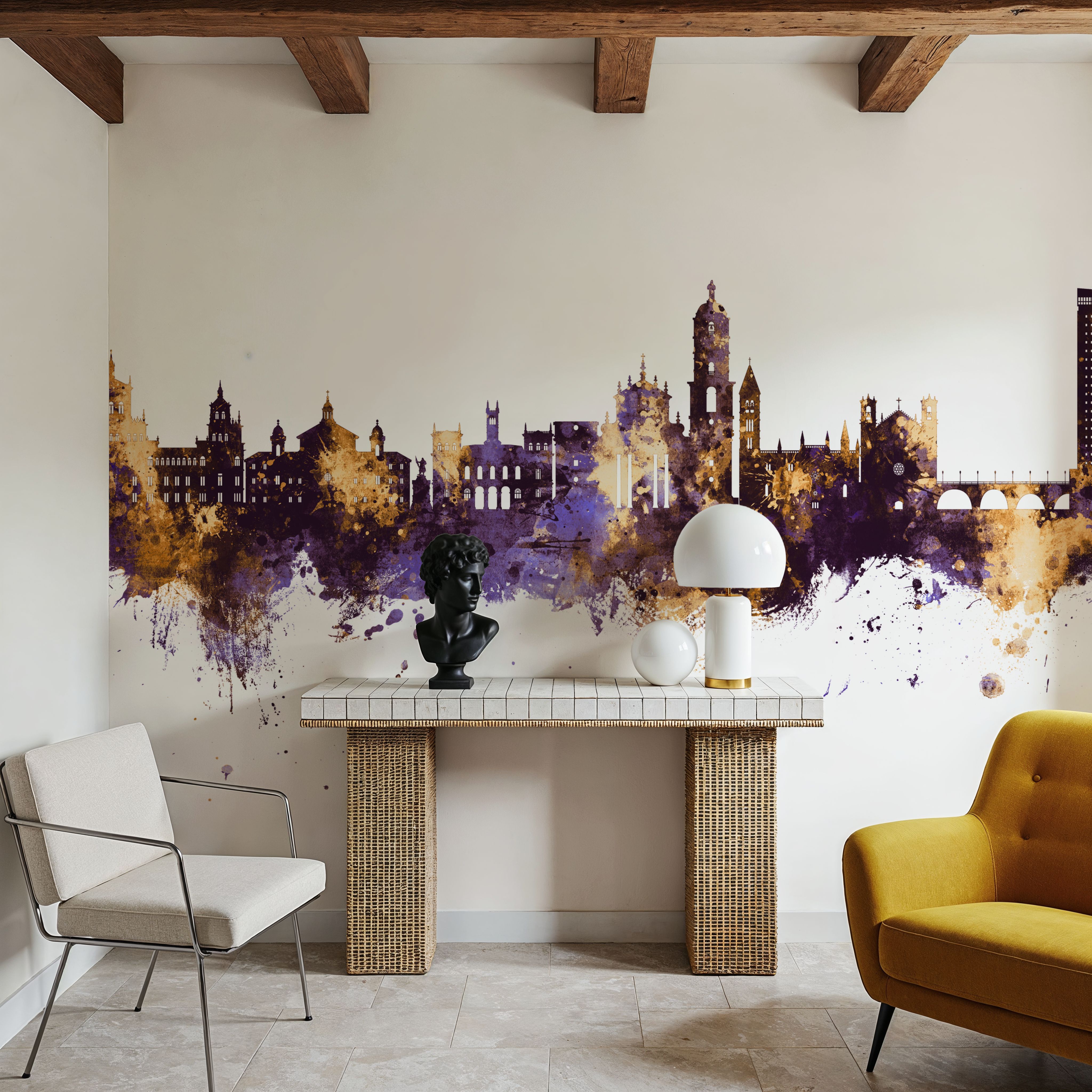 Valladolid Spain Skyline Purple & Gold