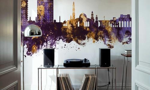 Muscat Oman Skyline Purple & Gold