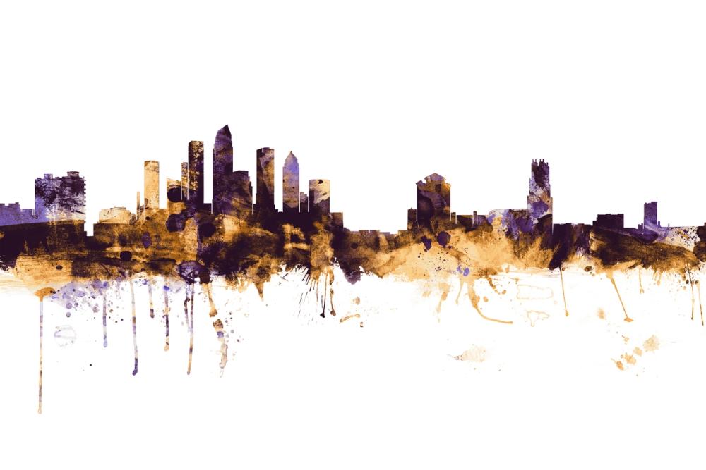 Tampa Florida Skyline Purple & Gold