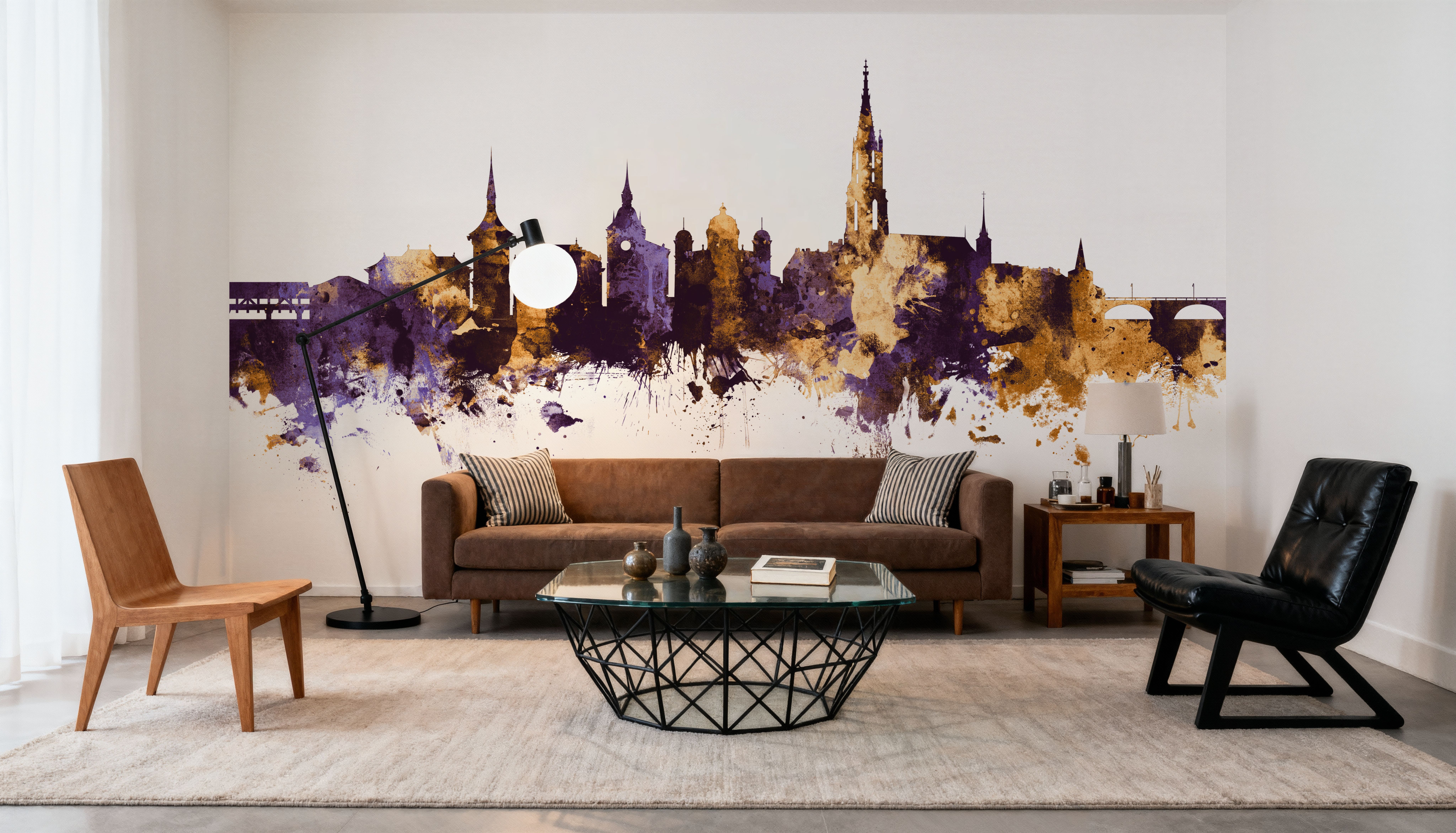 Bern Switzerland Skyline Purple & Gold