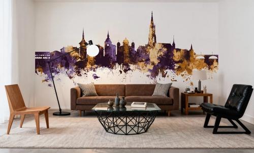 Bern Switzerland Skyline Purple & Gold