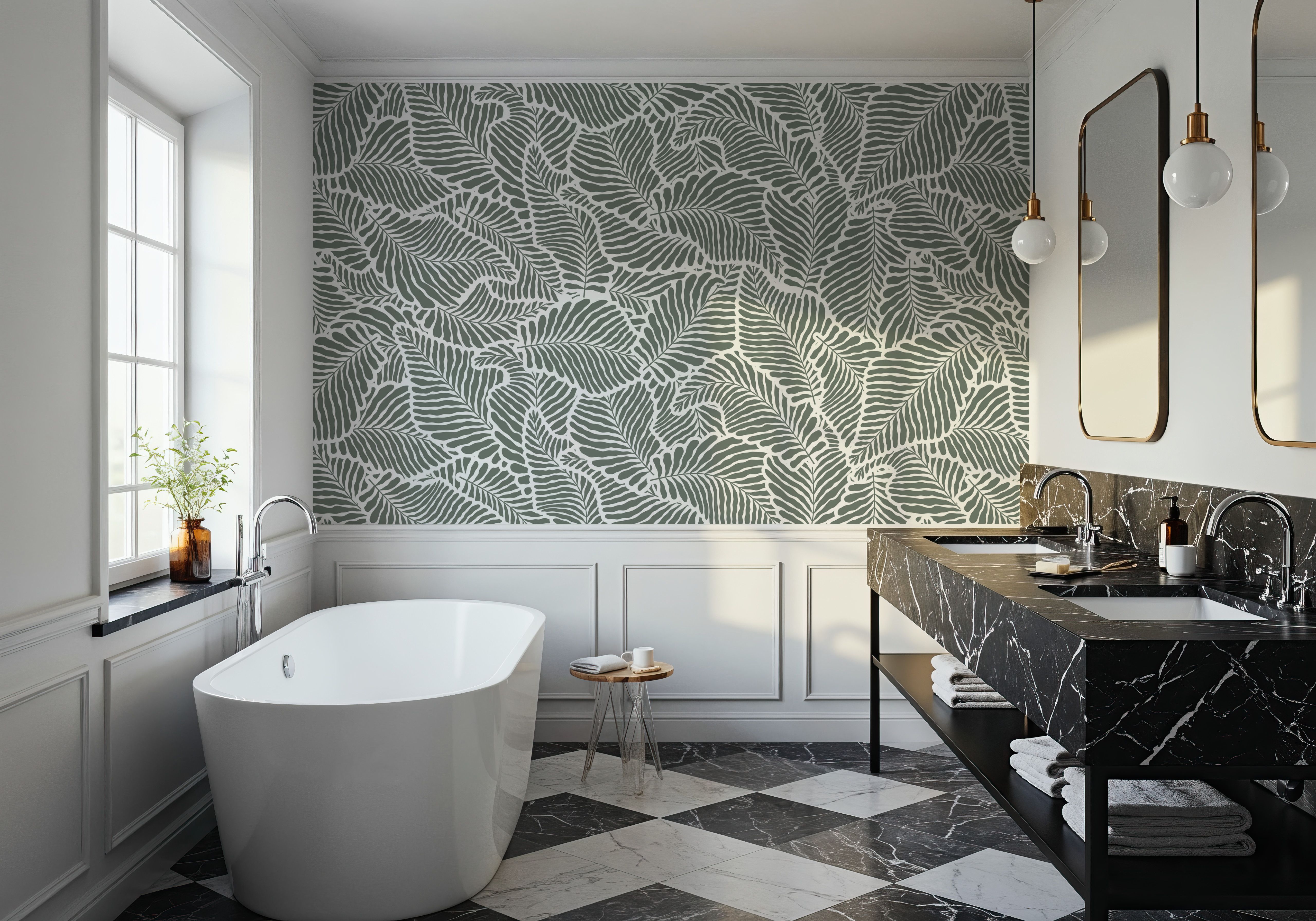 Fern Cut-Outs Pattern, Khaki