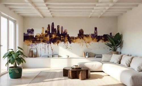 Tampa Florida Skyline Purple & Gold