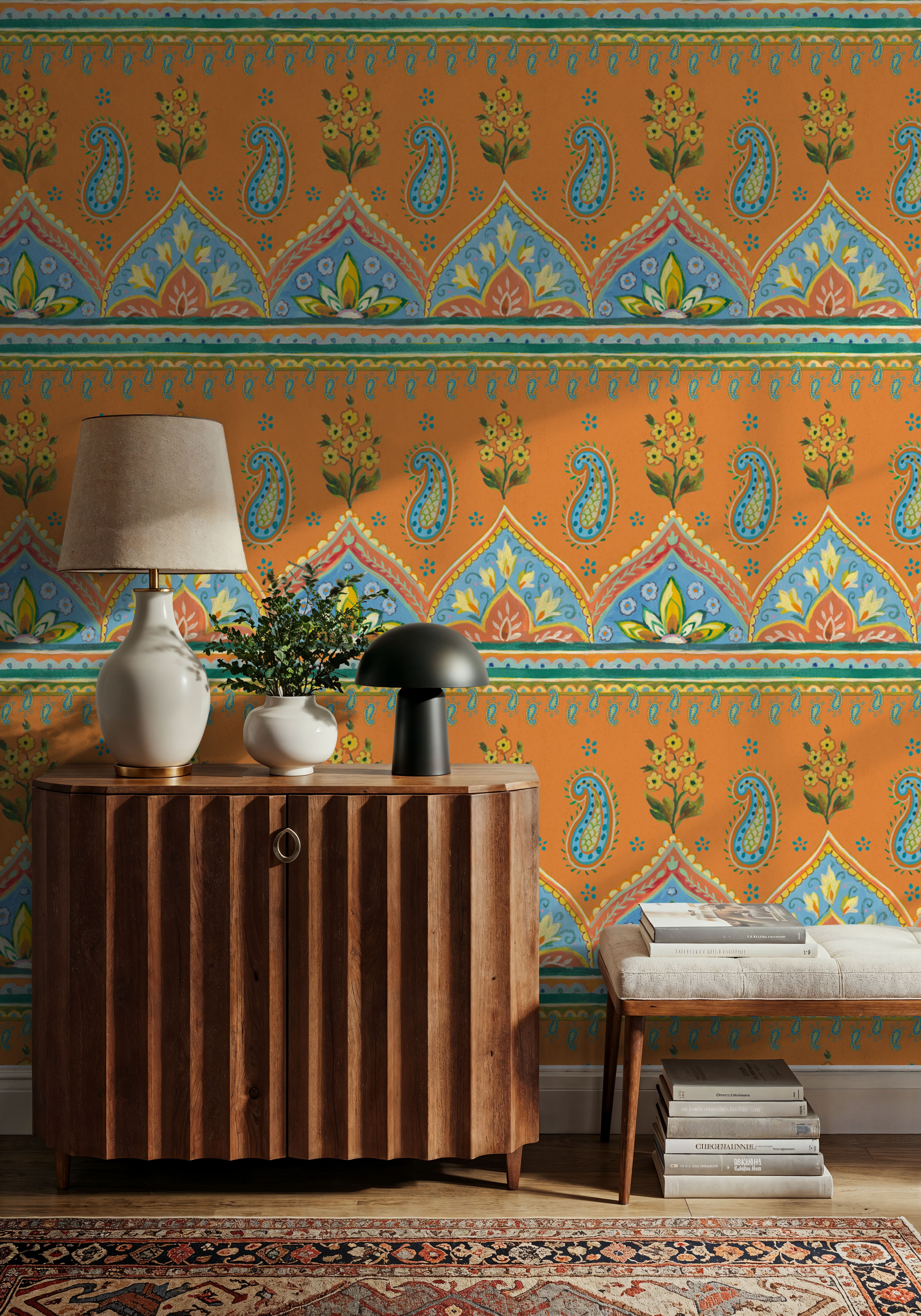 Floral Paisley Orange