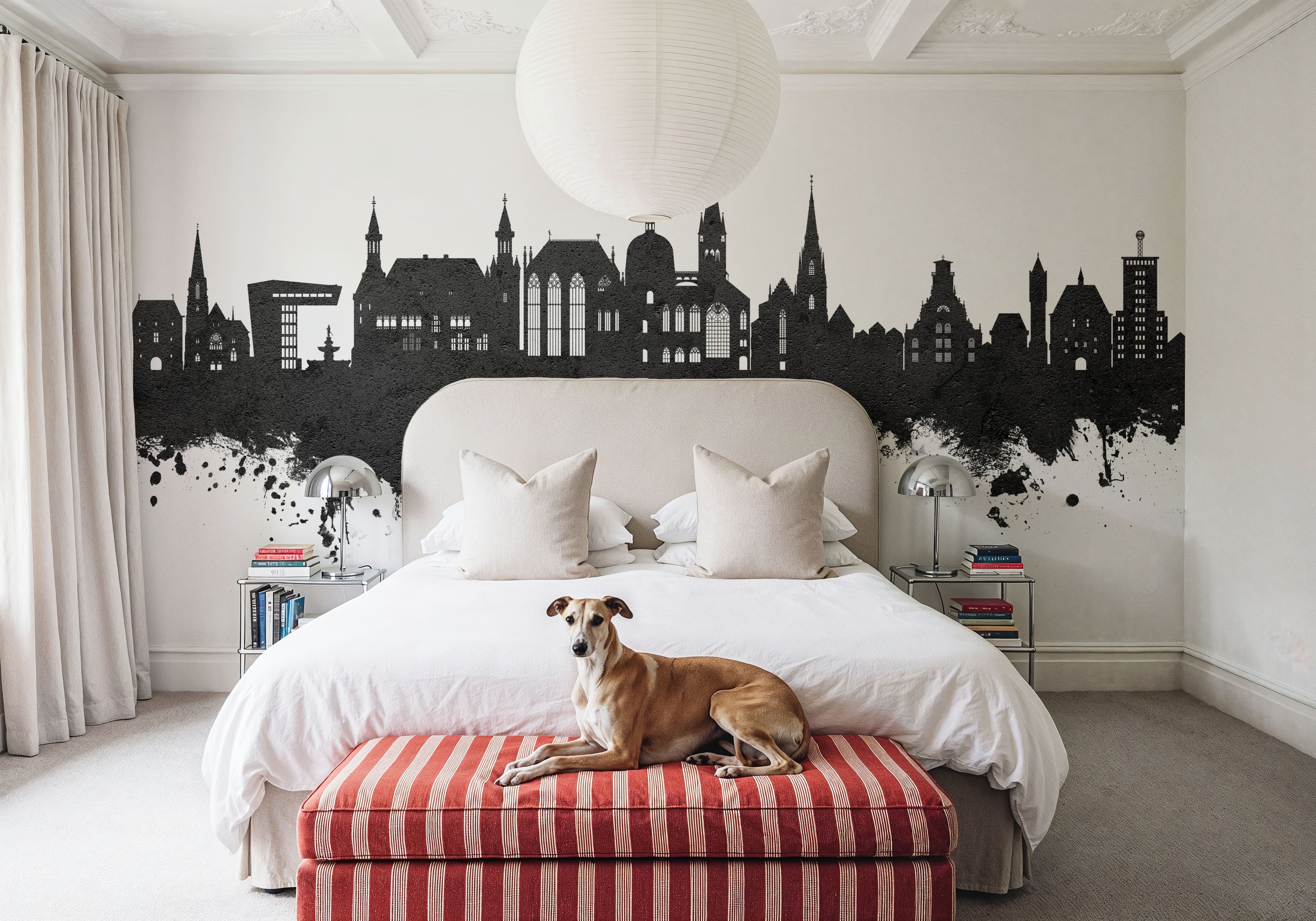 Aachen Germany Skyline Black & White