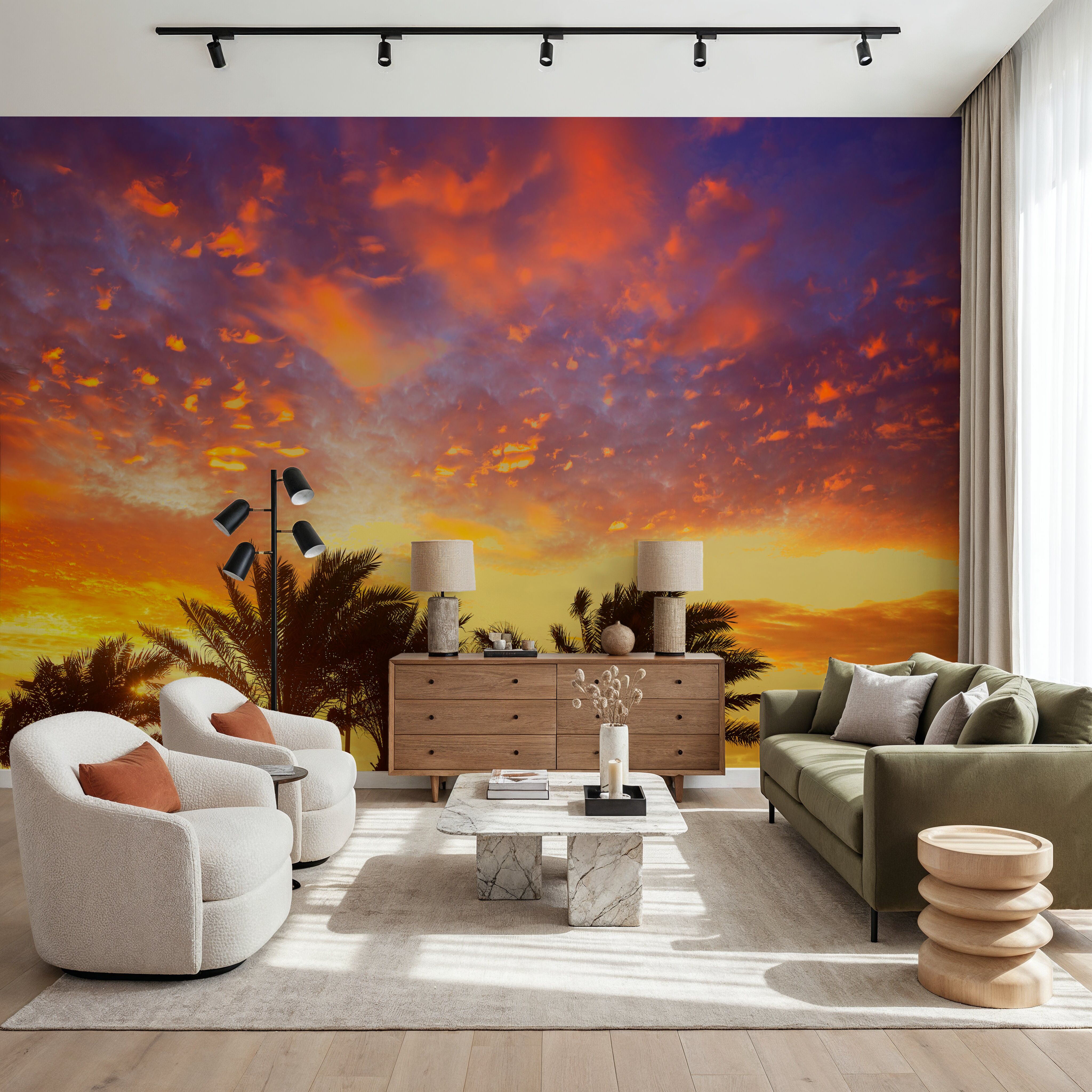 Blue Orange and Yellow Palms