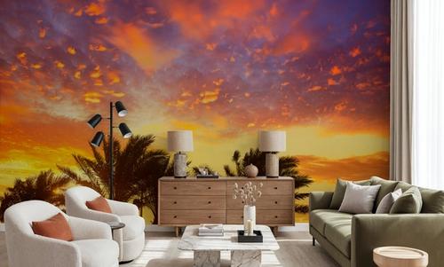Blue Orange and Yellow Palms