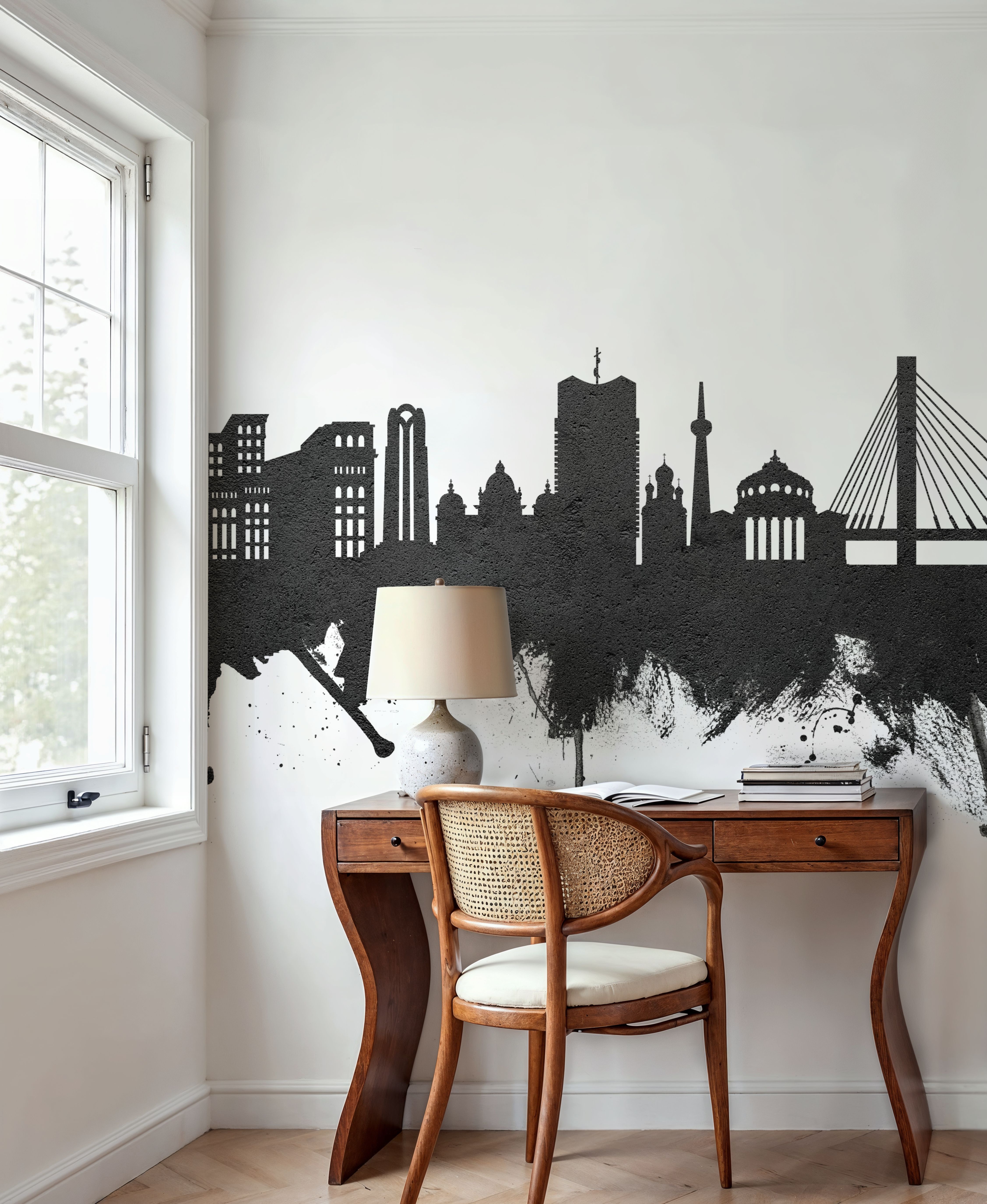 Bucharest Romania Skyline Black & White