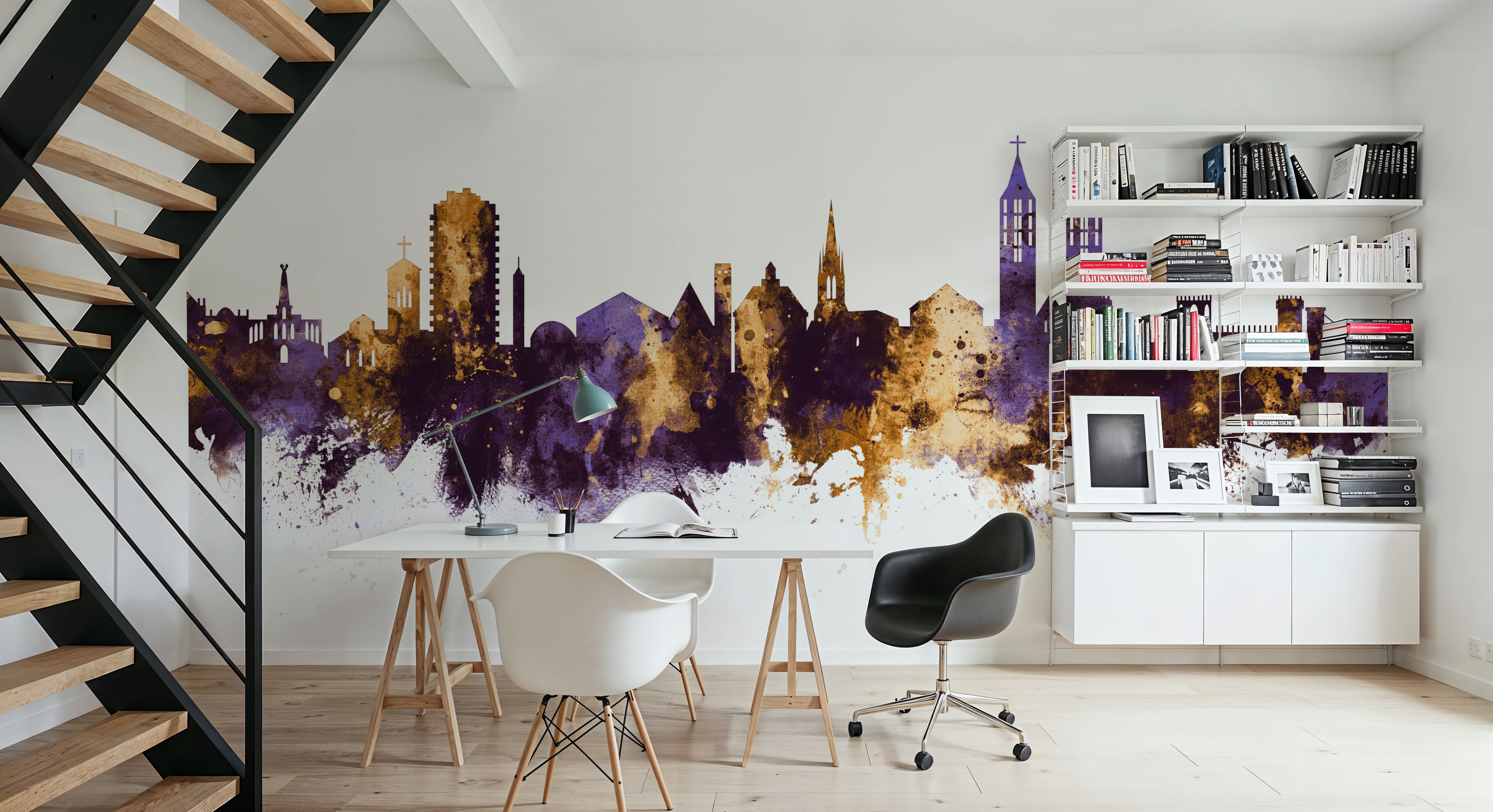 Kassel Germany Skyline Purple & Gold