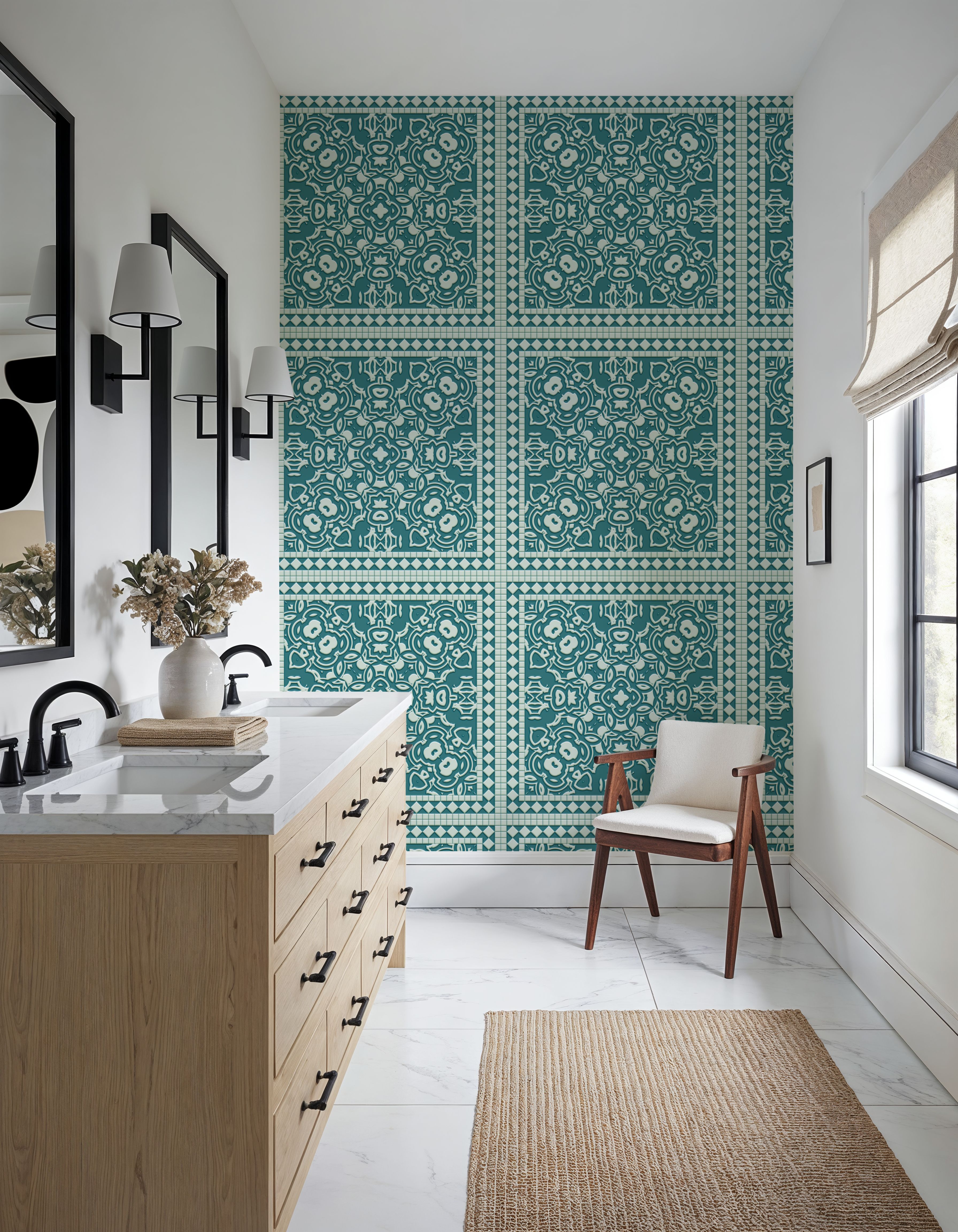 Mission Cement Tiles, Teal