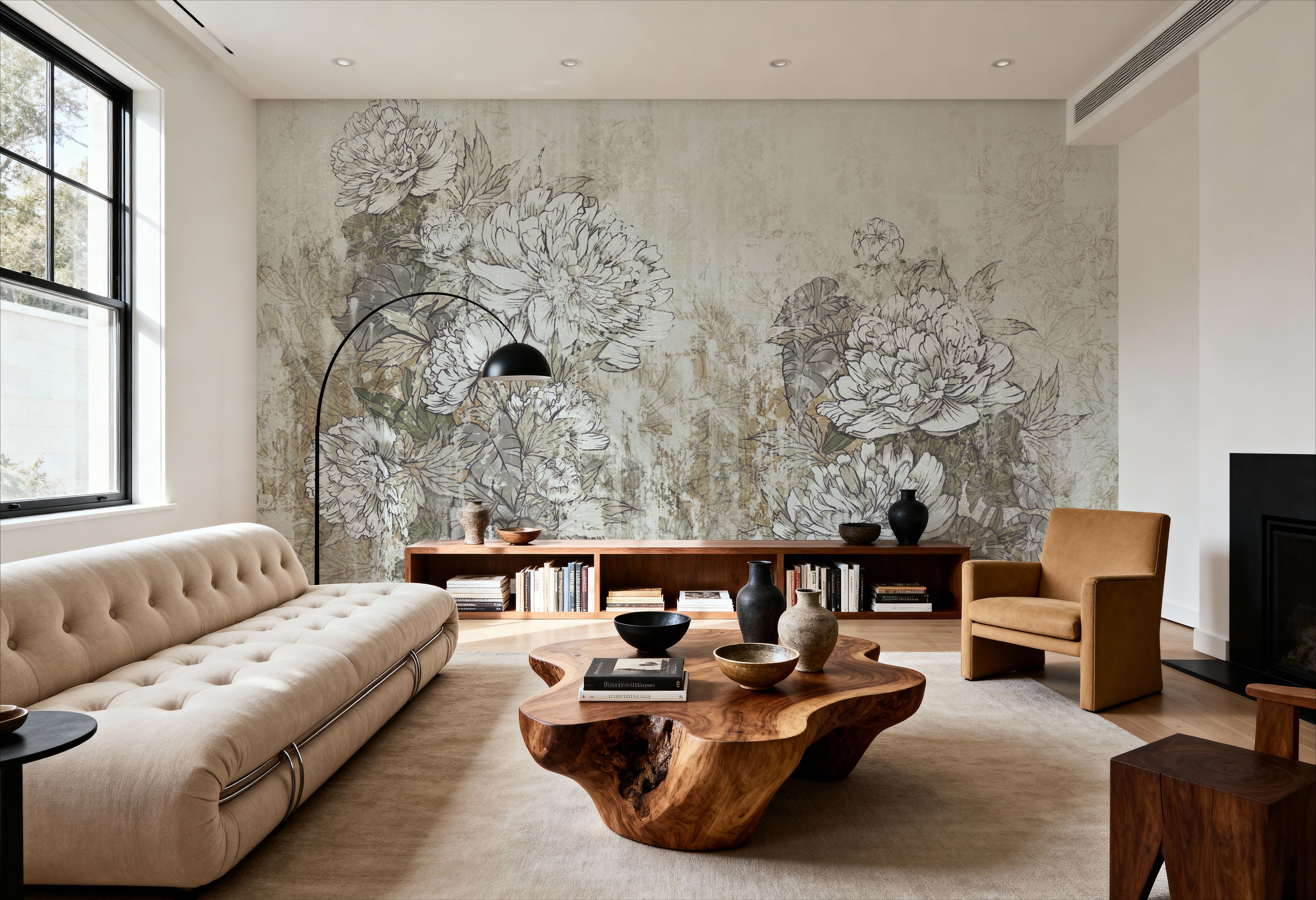 Vintage Peonies wallpaper mural 100% PVC-free and non-toxic
