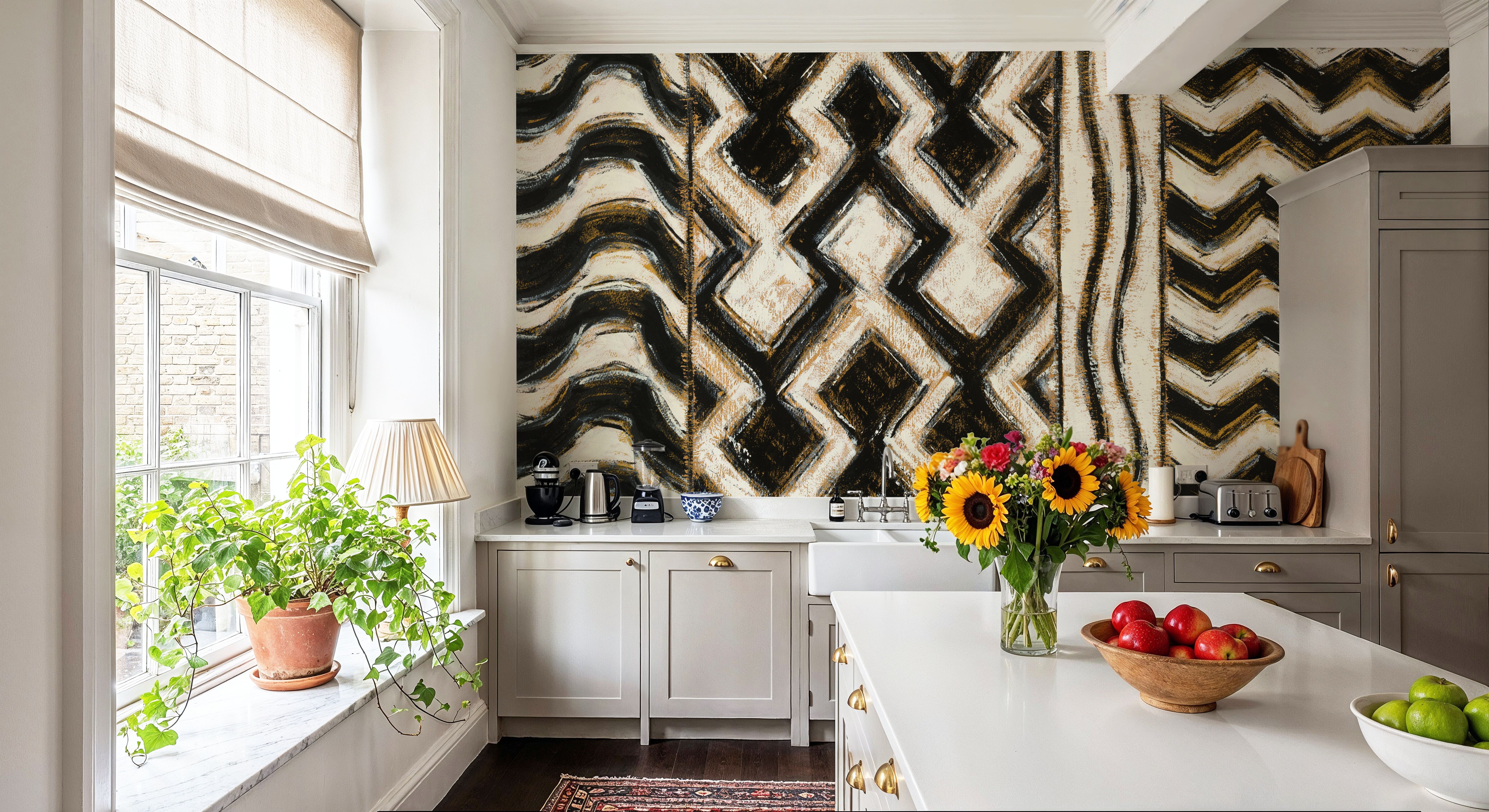 Black and Gold Geometric VII, Wallpaper