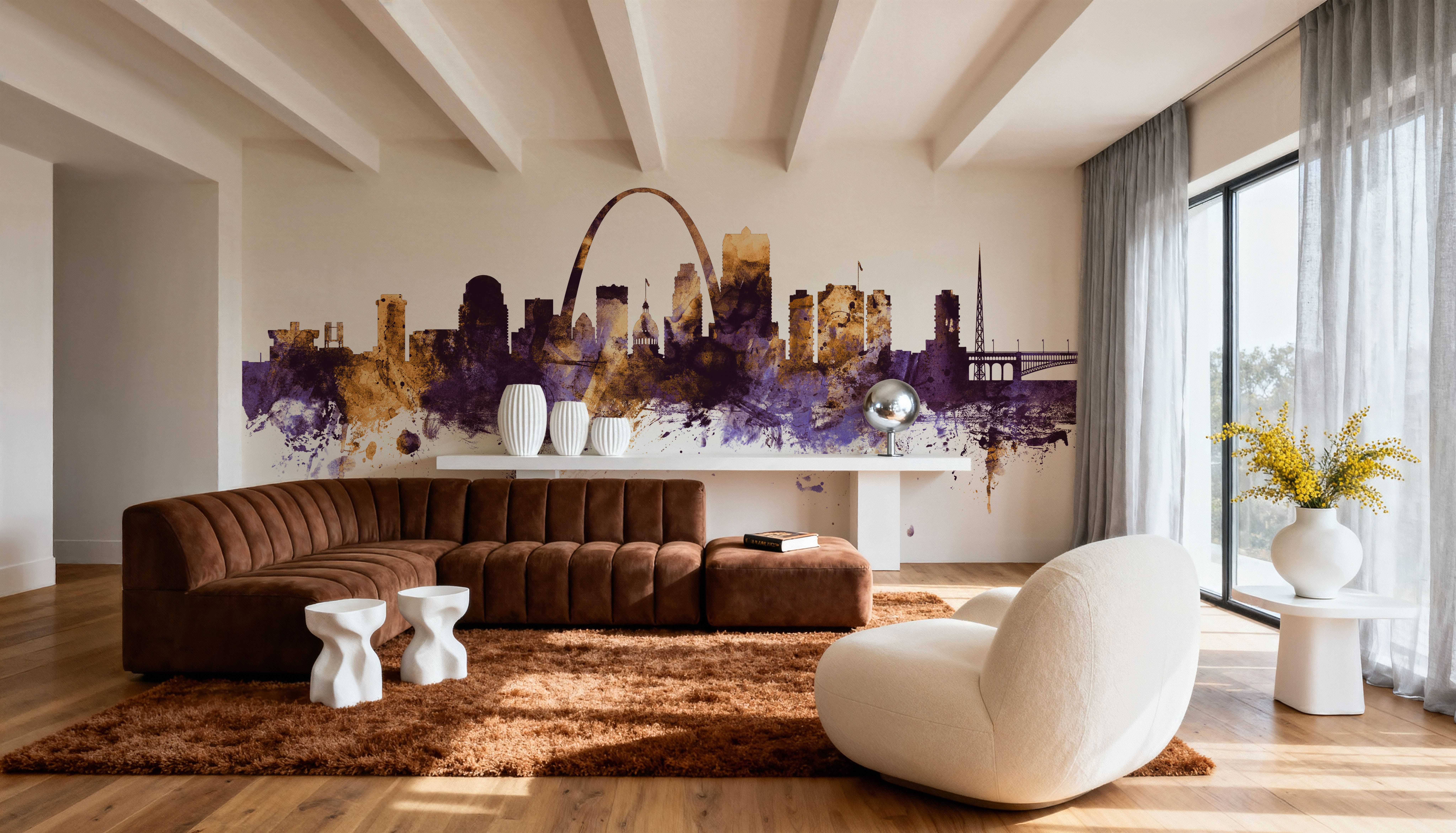 St Louis Missouri Skyline Purple & Gold, Papier peint