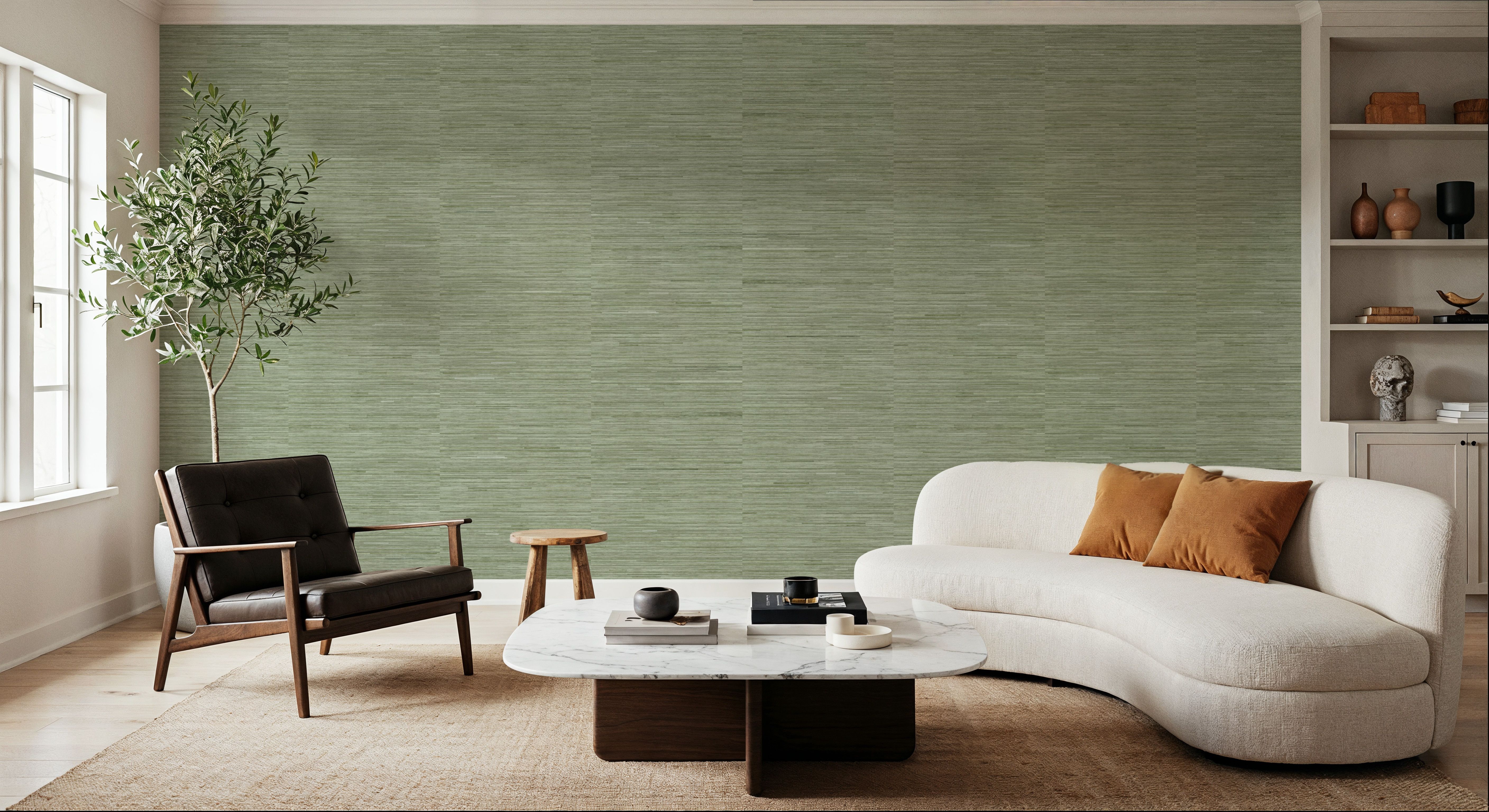 Faux Grasscloth with Visible Seams, Fern