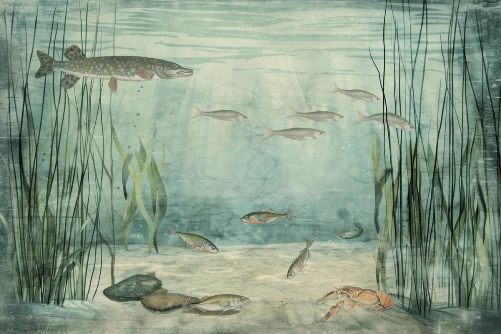 Lake Underwater Life with Pike, Light