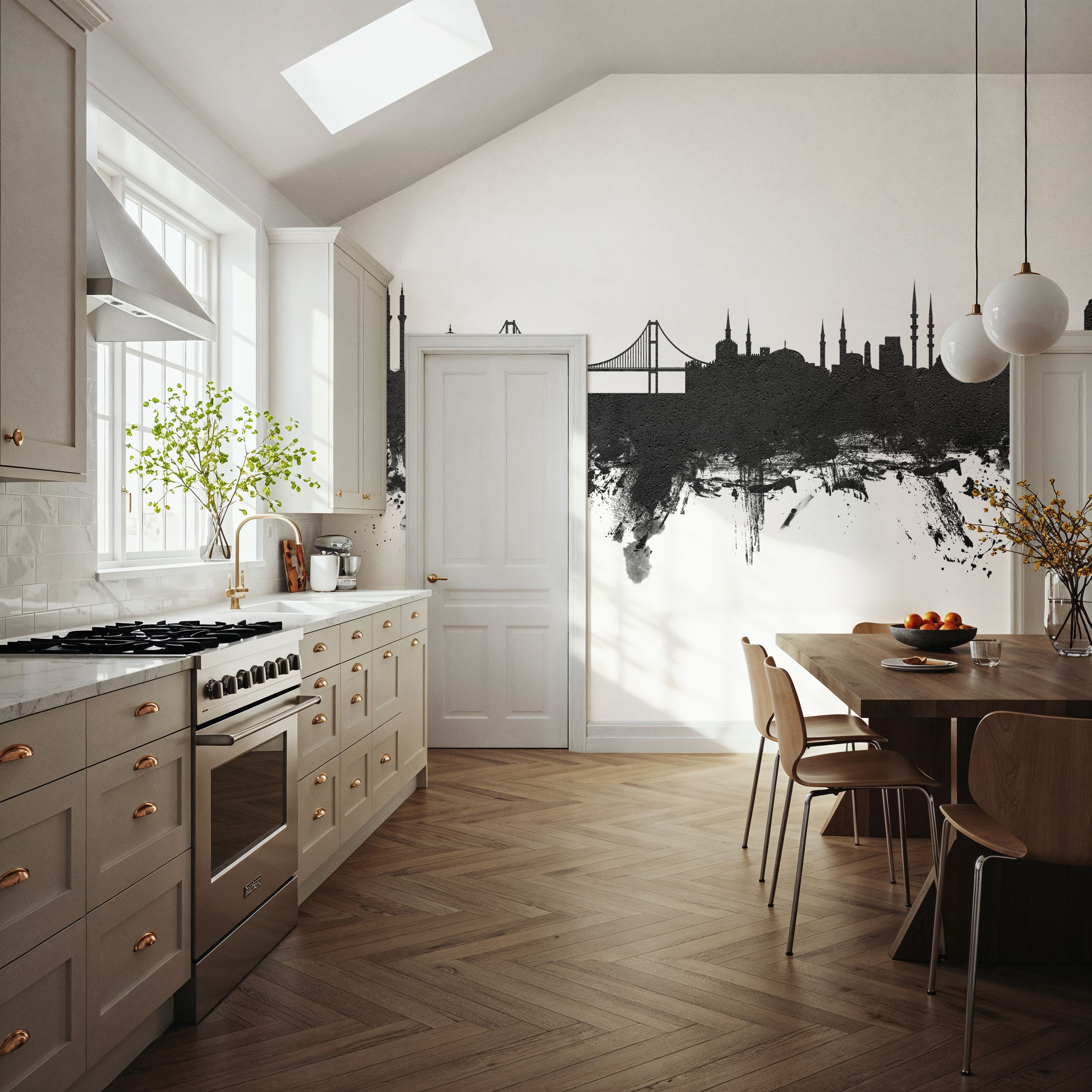 Istanbul Turkey Skyline Black & White