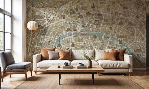 Monuments of Paris Map Blue