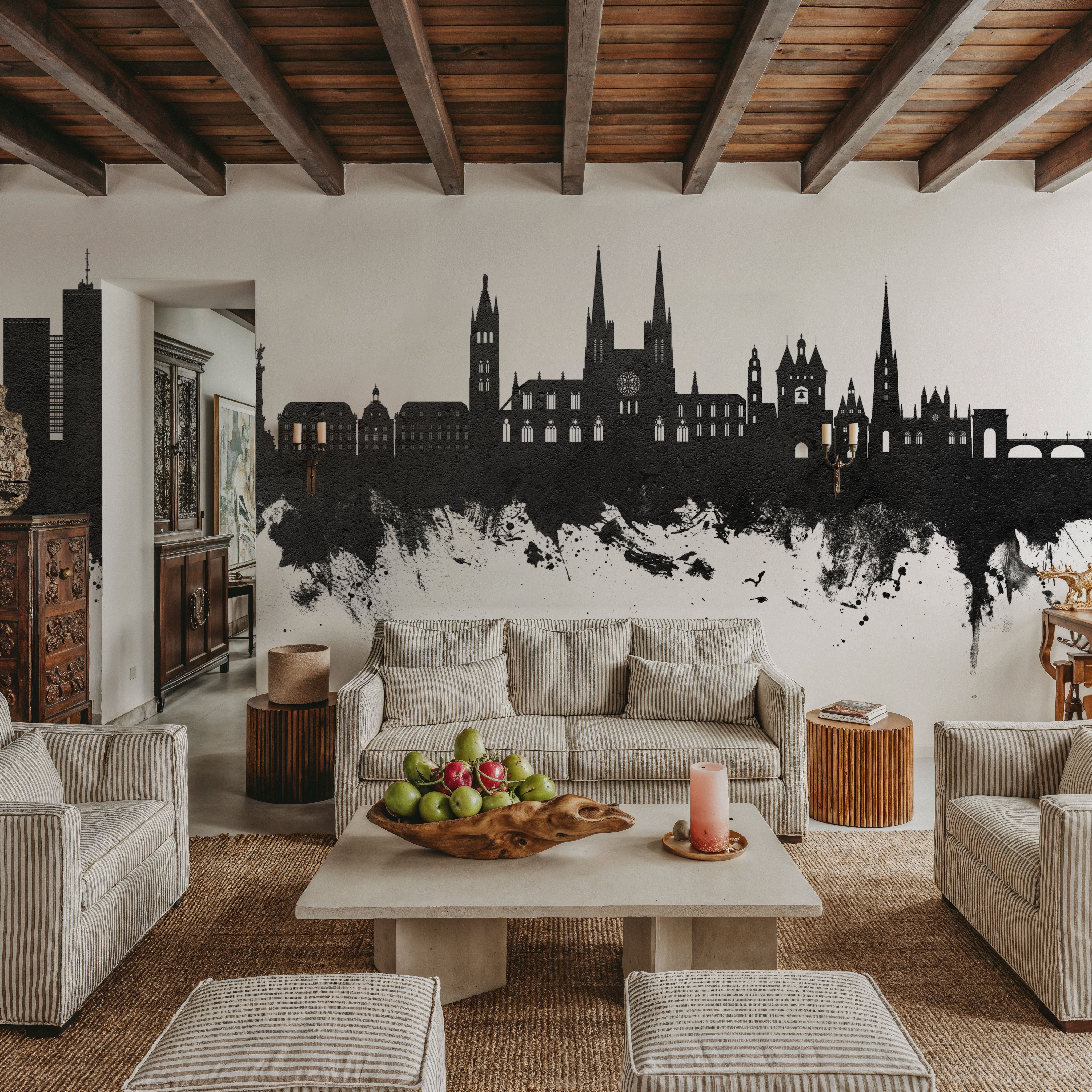 Bordeaux France Skyline Black & White