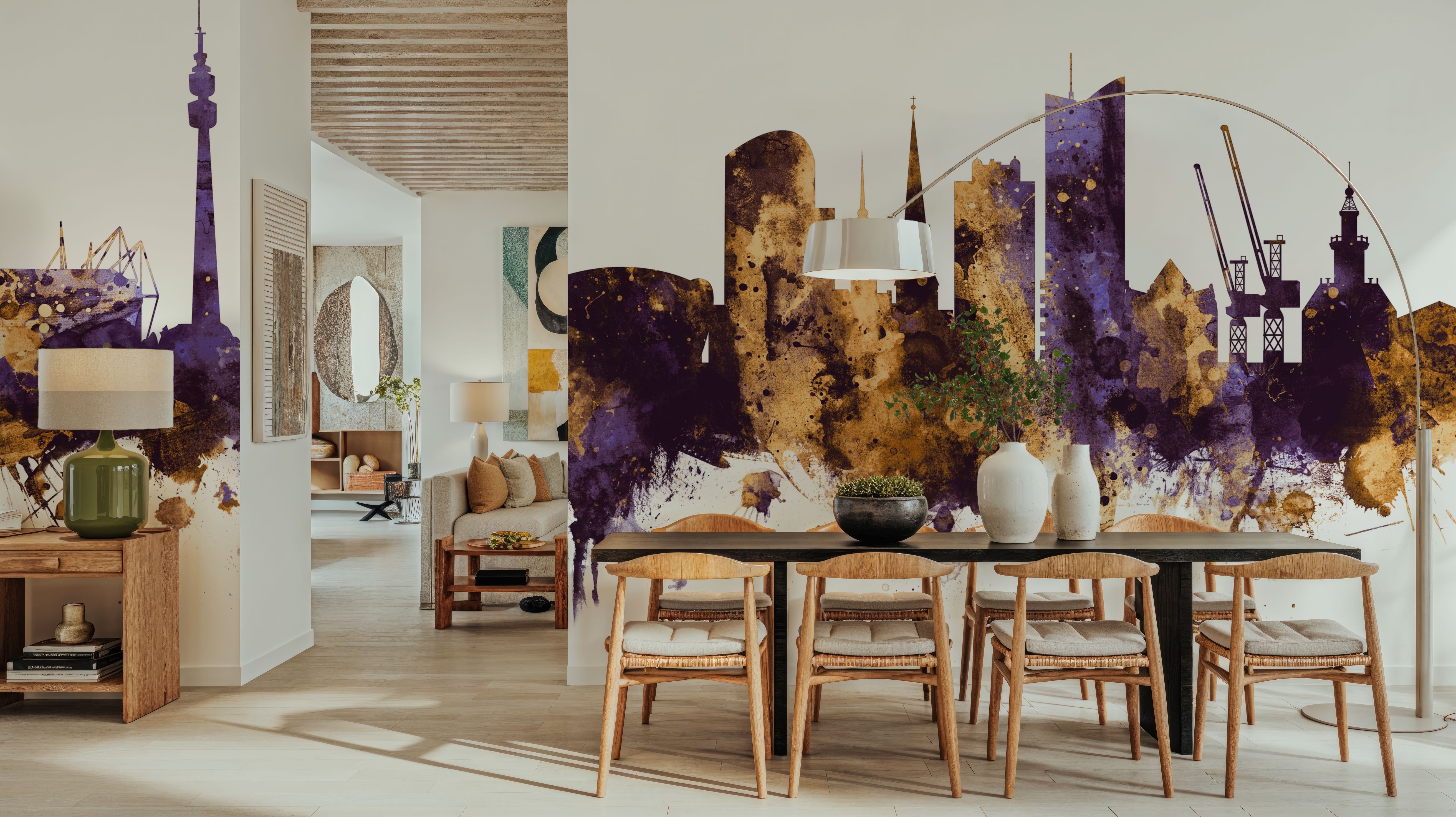 Dortmund Germany Skyline Purple & Gold