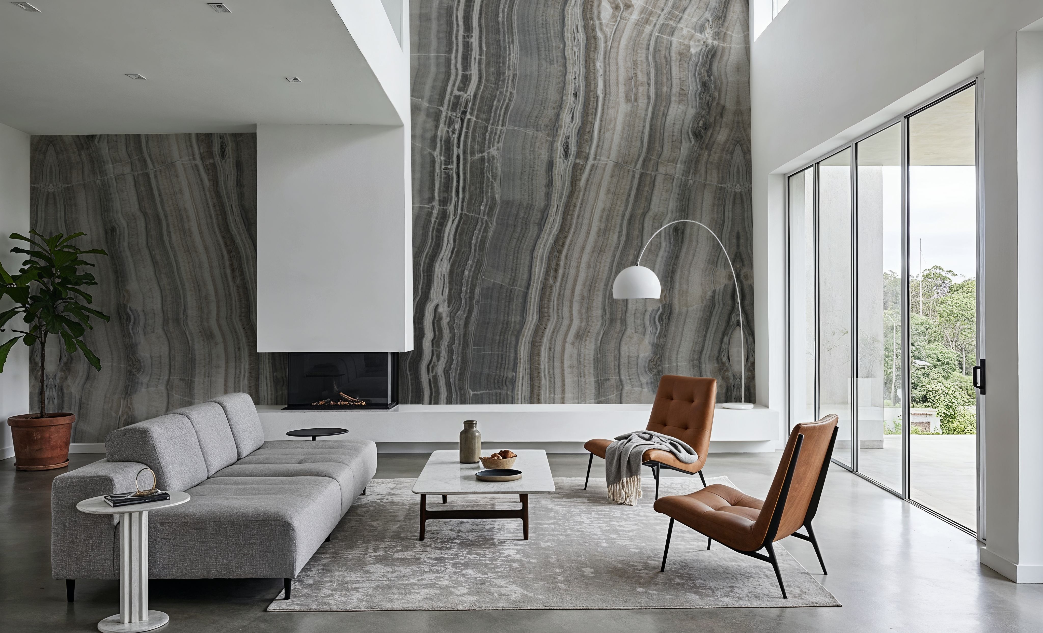 Onyx Mirage Bookmatched, Gray, Tapeten