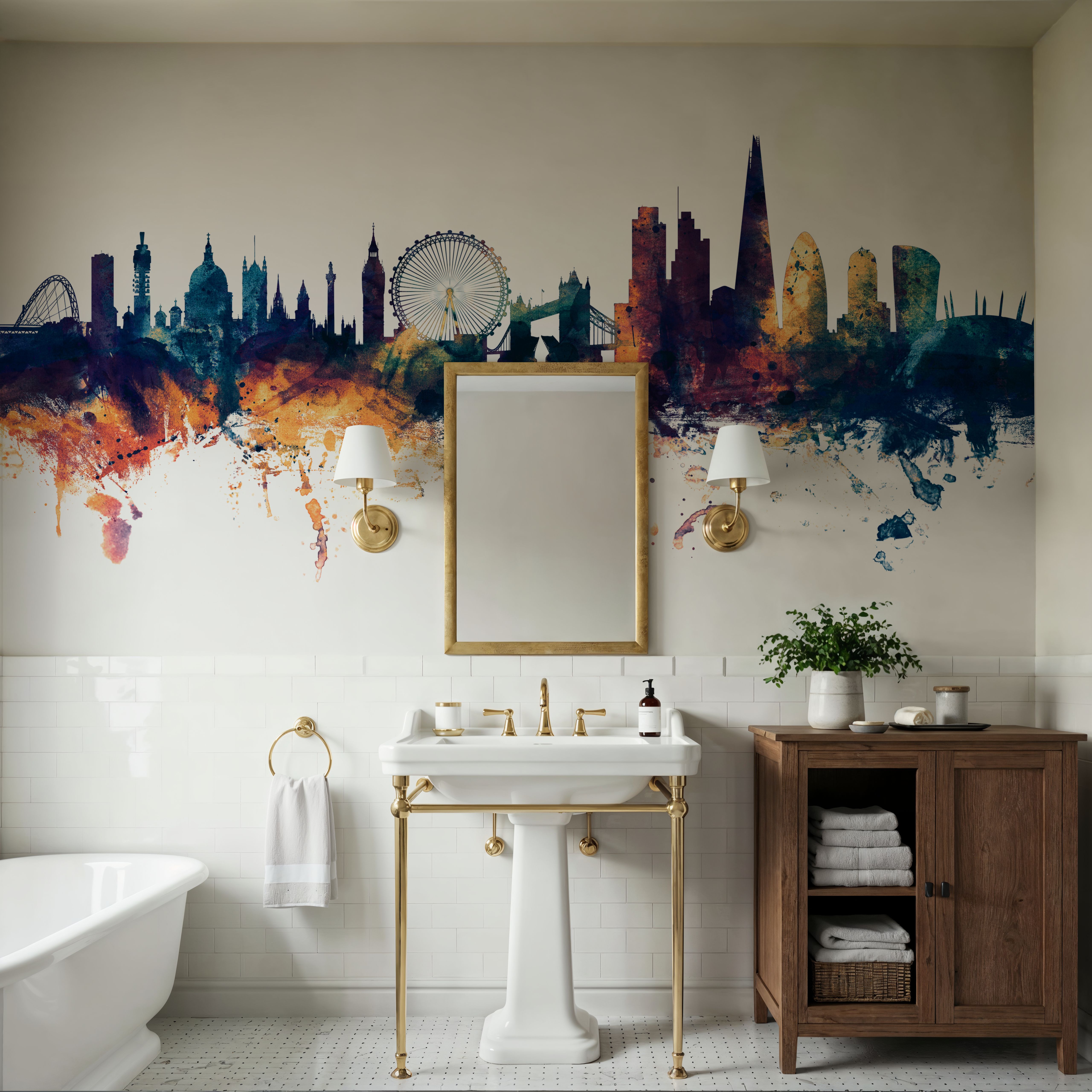 London Skyline Blue & Bronze