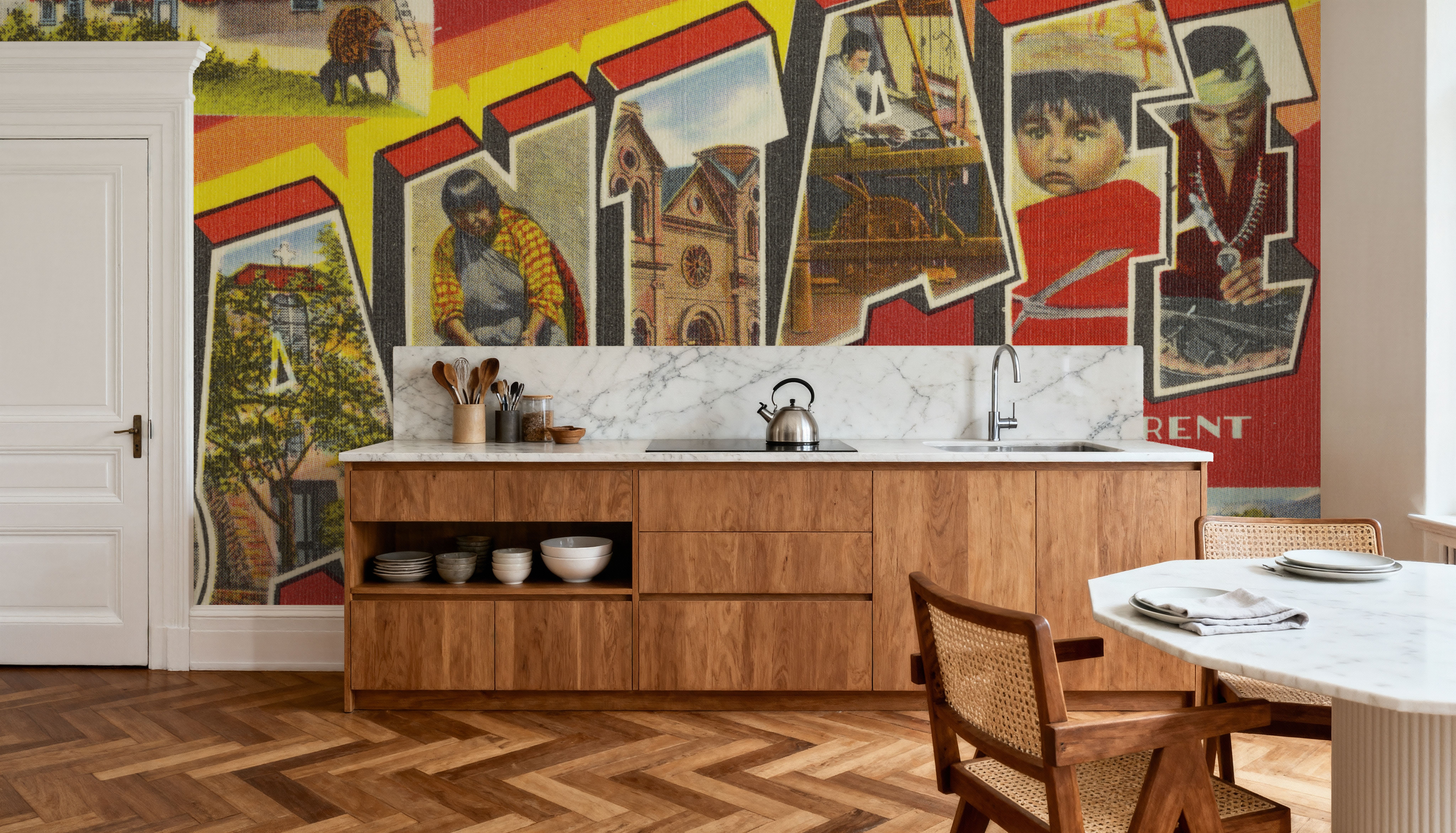 Greetings from Santa Fe - Screenprint Postcard, Papier peint