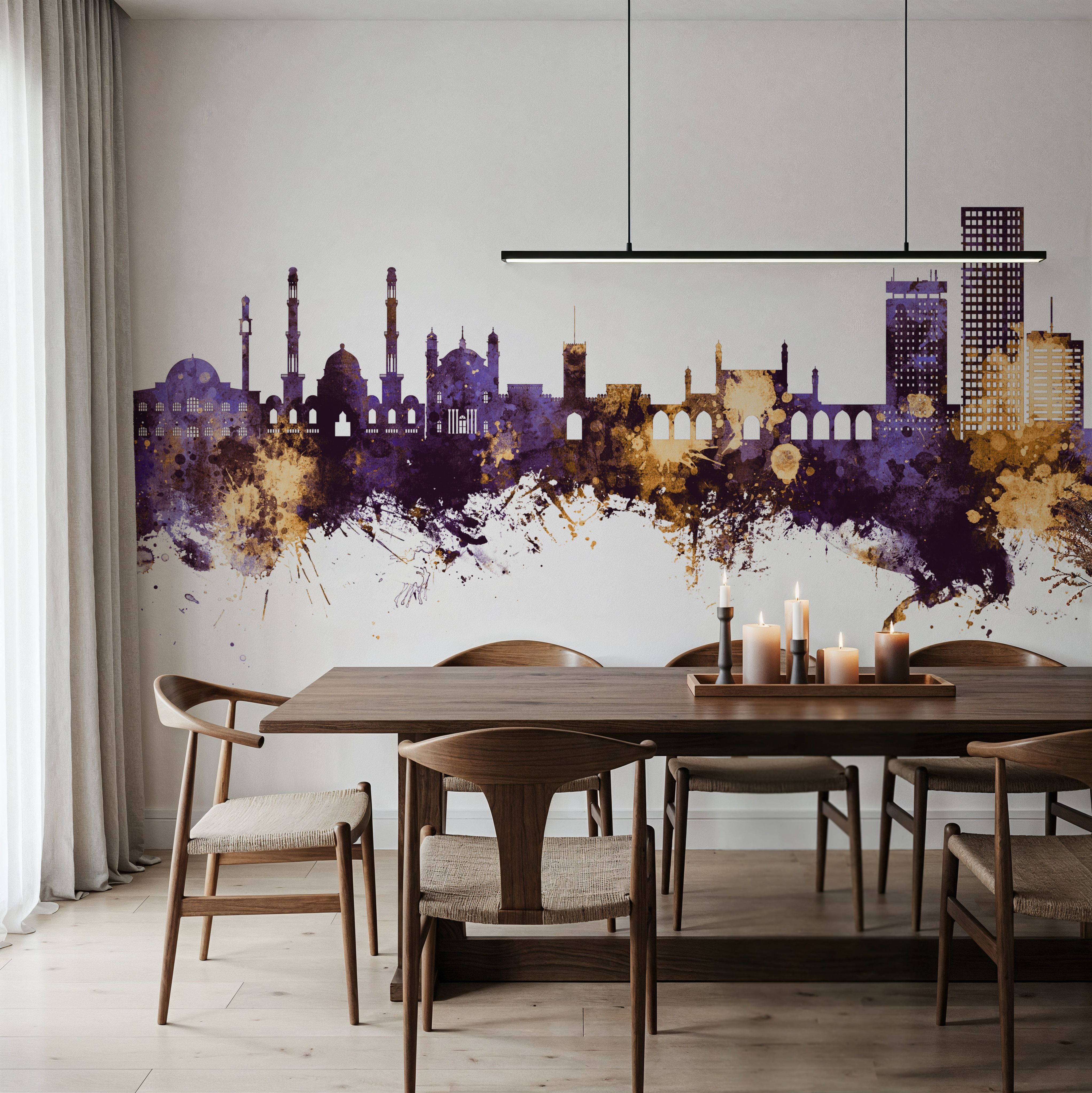 Kabul Afghanistan Skyline Purple & Gold