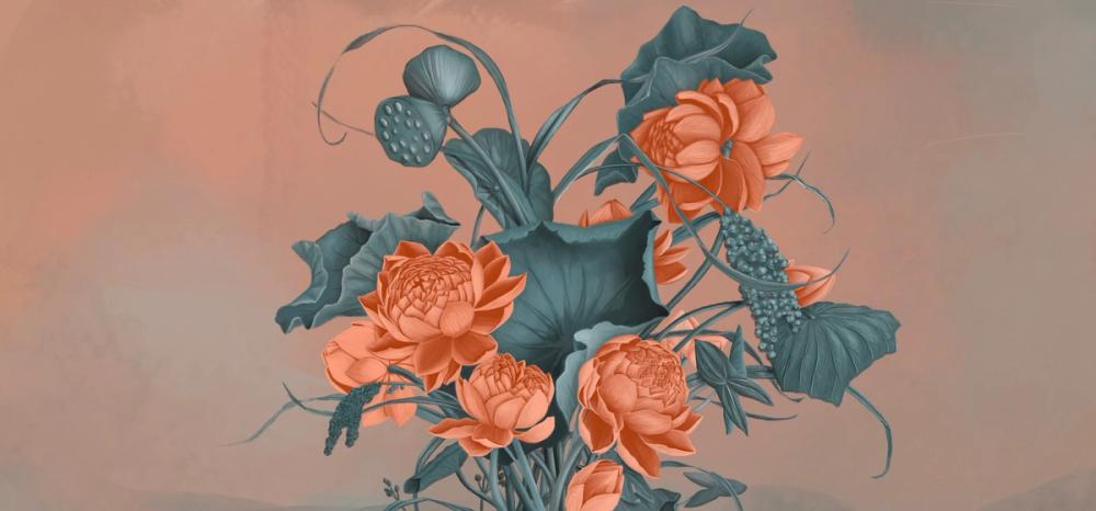 Humble Blooms - Peach and Teal