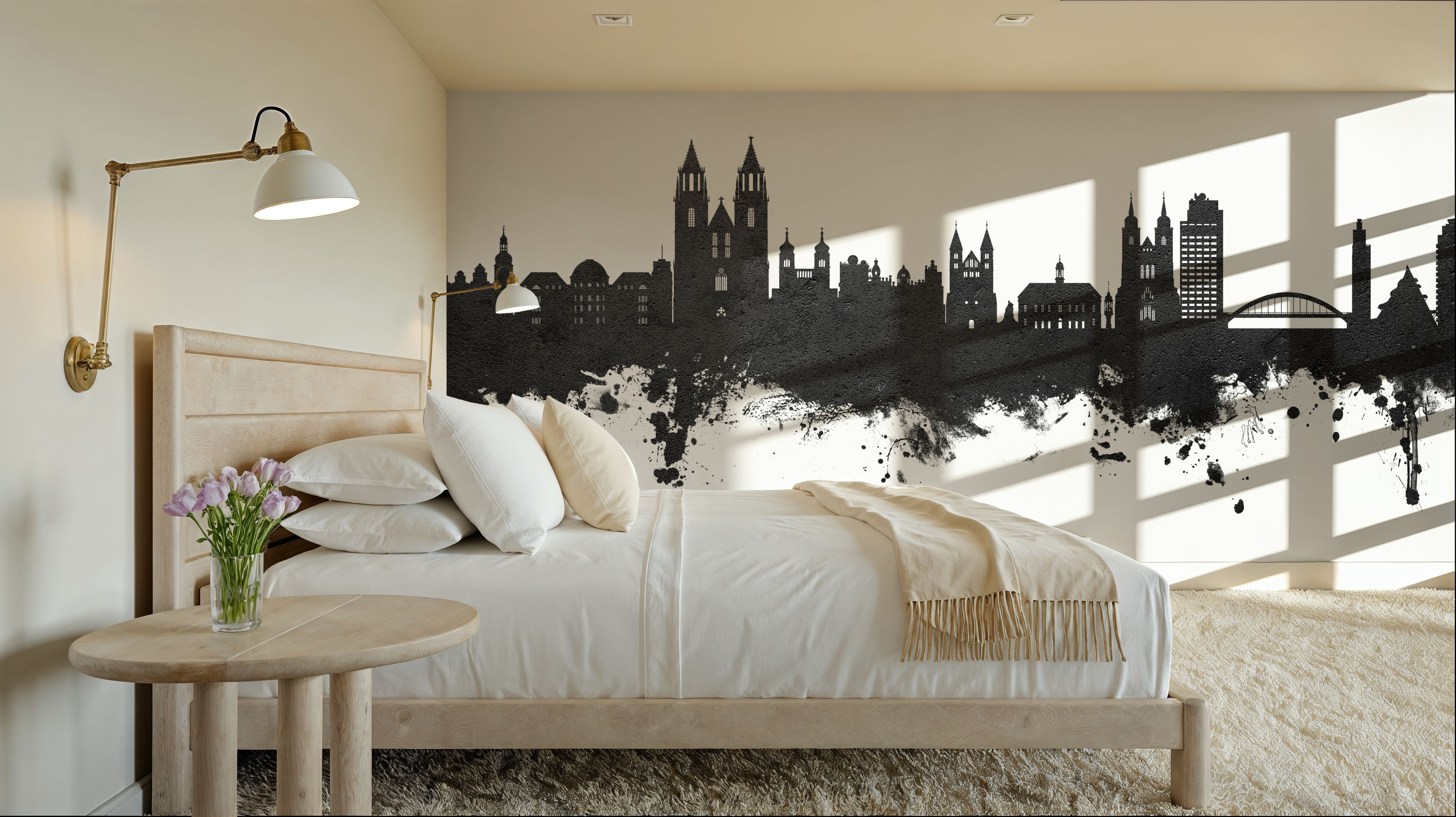 Magdeburg Germany Skyline Black & White, Tapeten