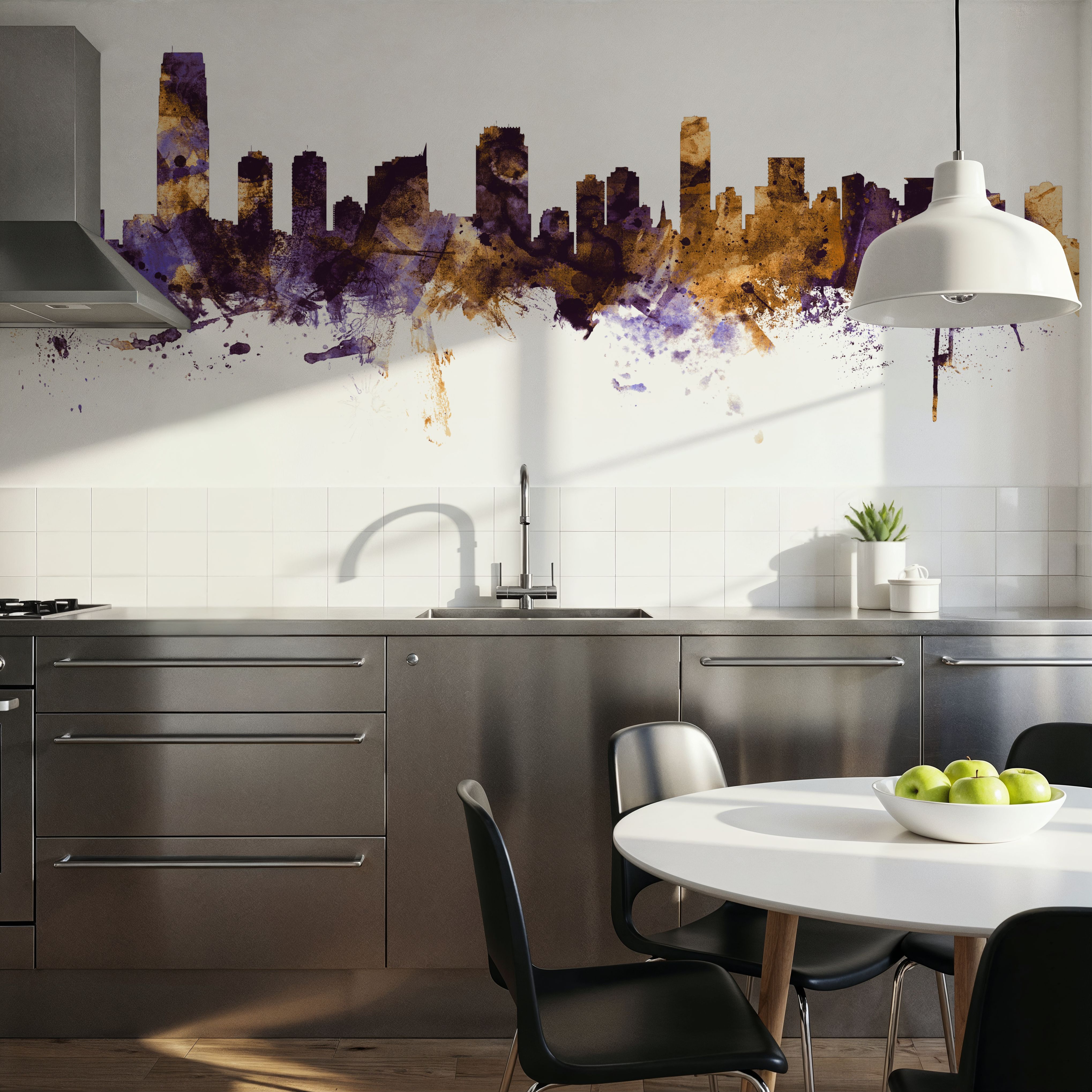 Jersey City New York Skyline Purple & Gold