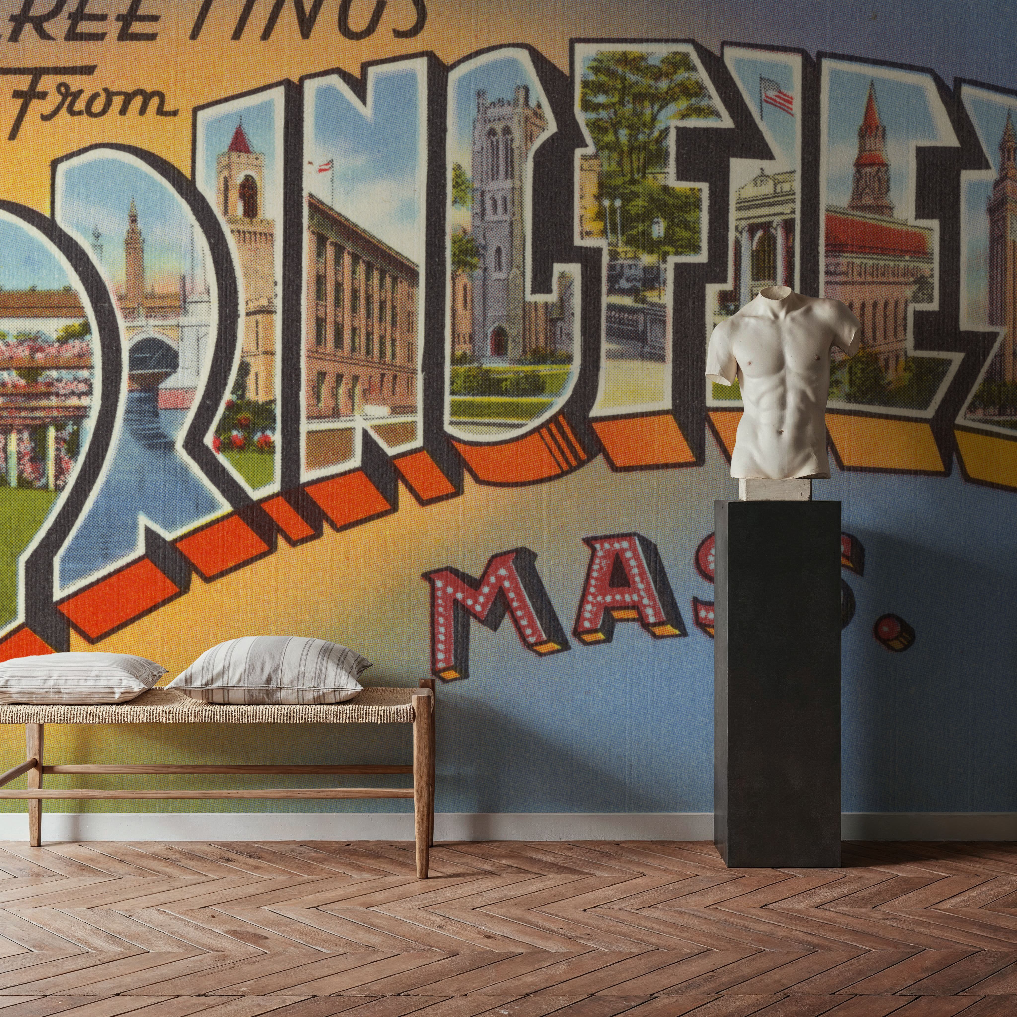 Greetings from Springfield Mass. - Screenprint Postcard