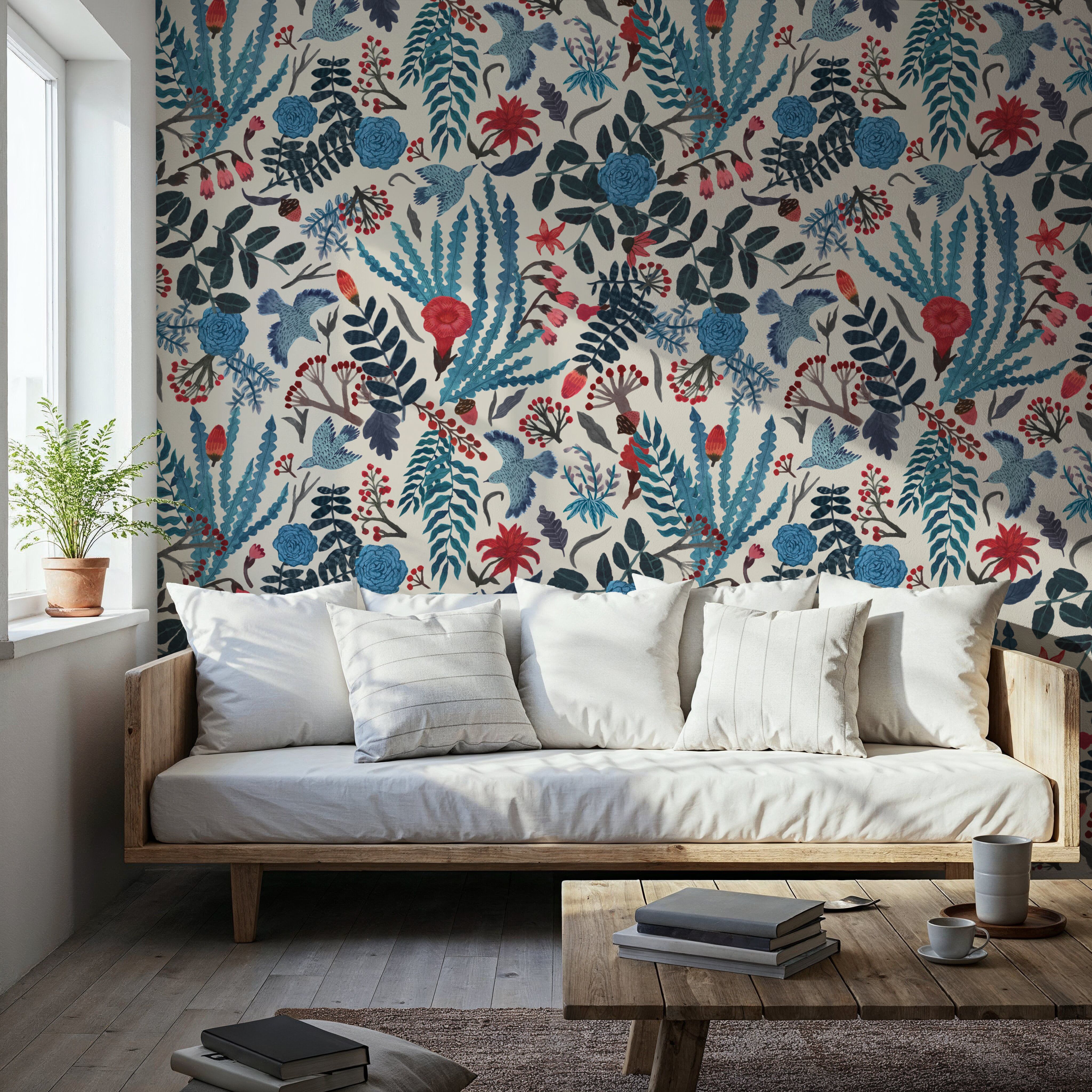 Wonderland Birds, Light, Papel pintado