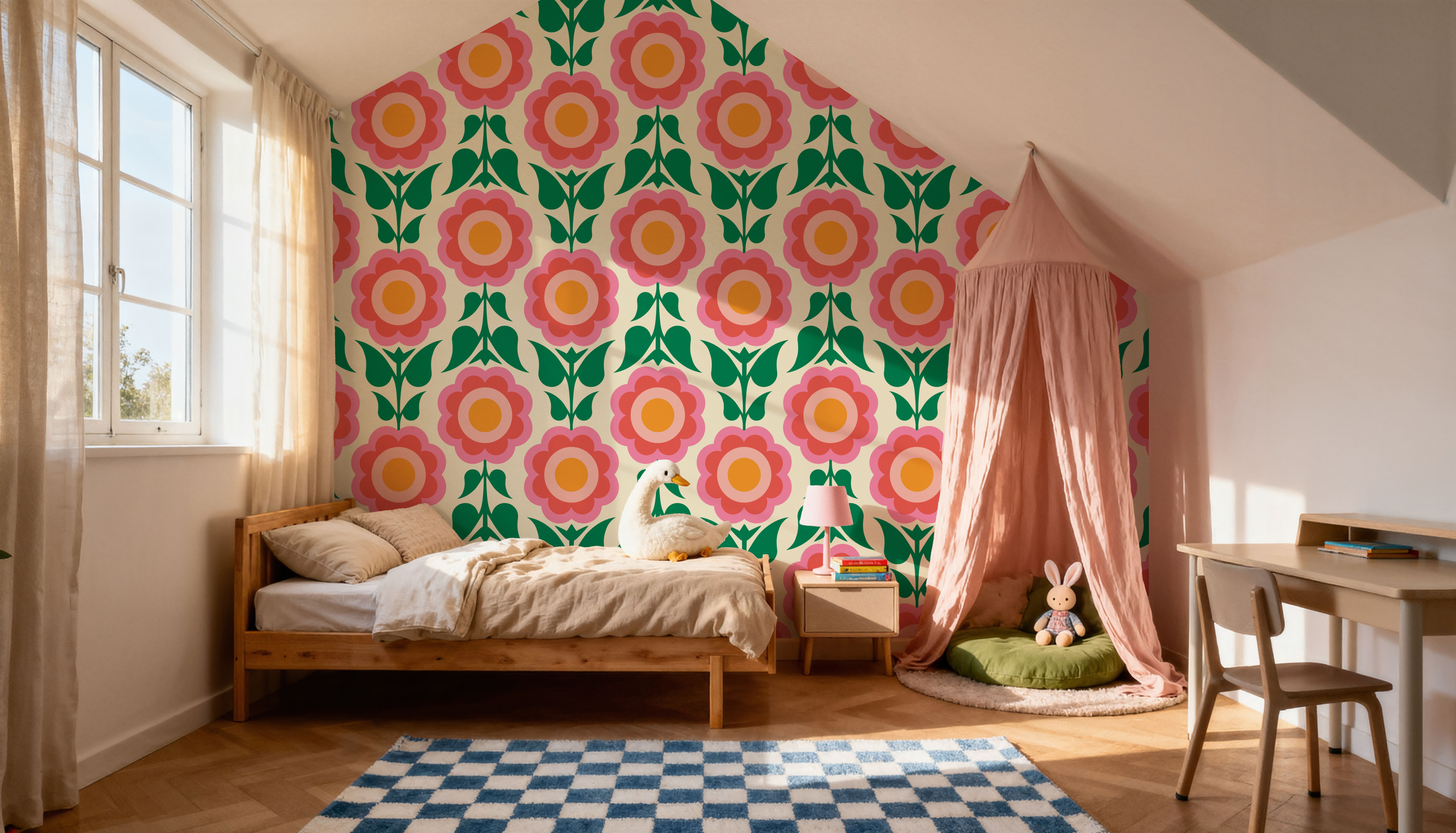 Retro Bold Blooms, Pink
