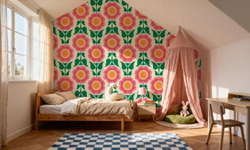 Retro Bold Blooms, Pink