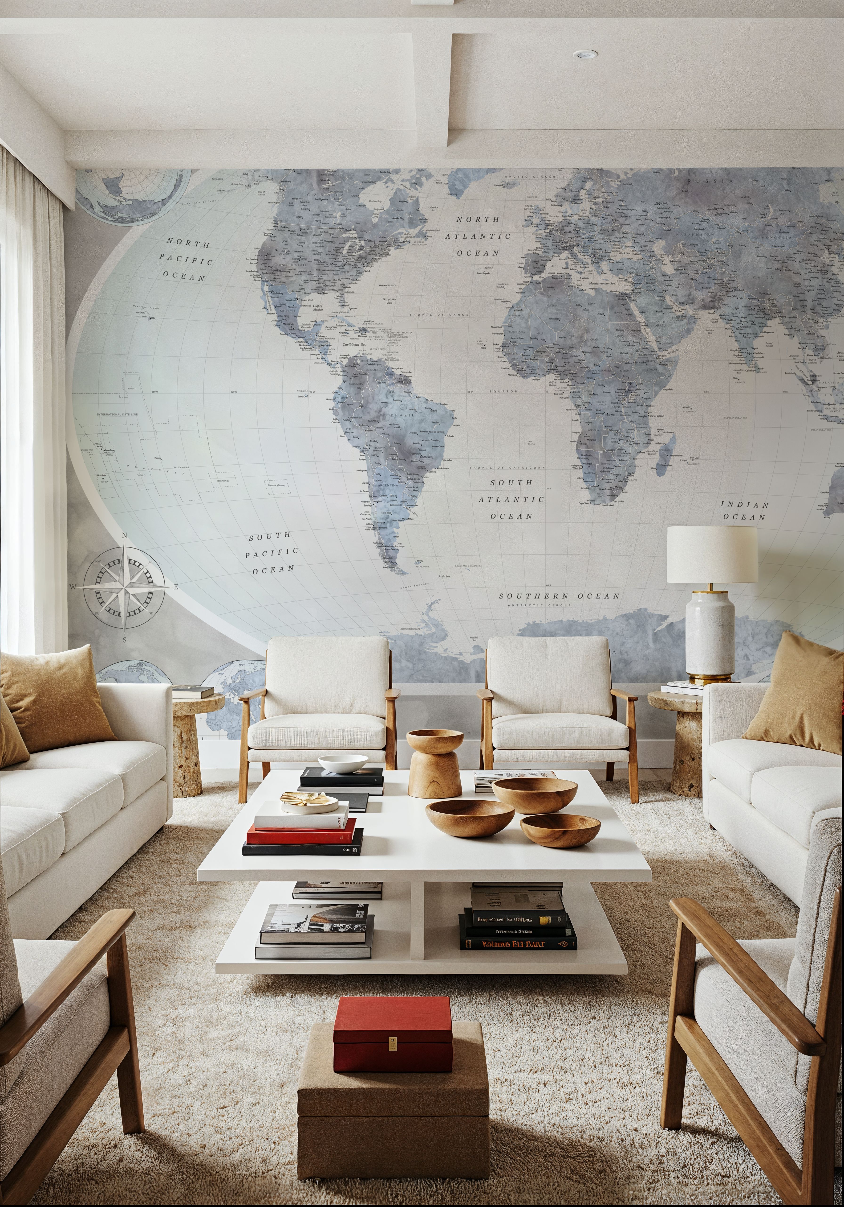 World Map Atlas Blue