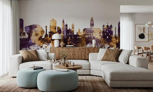 Porto Portugal Skyline Purple & Gold
