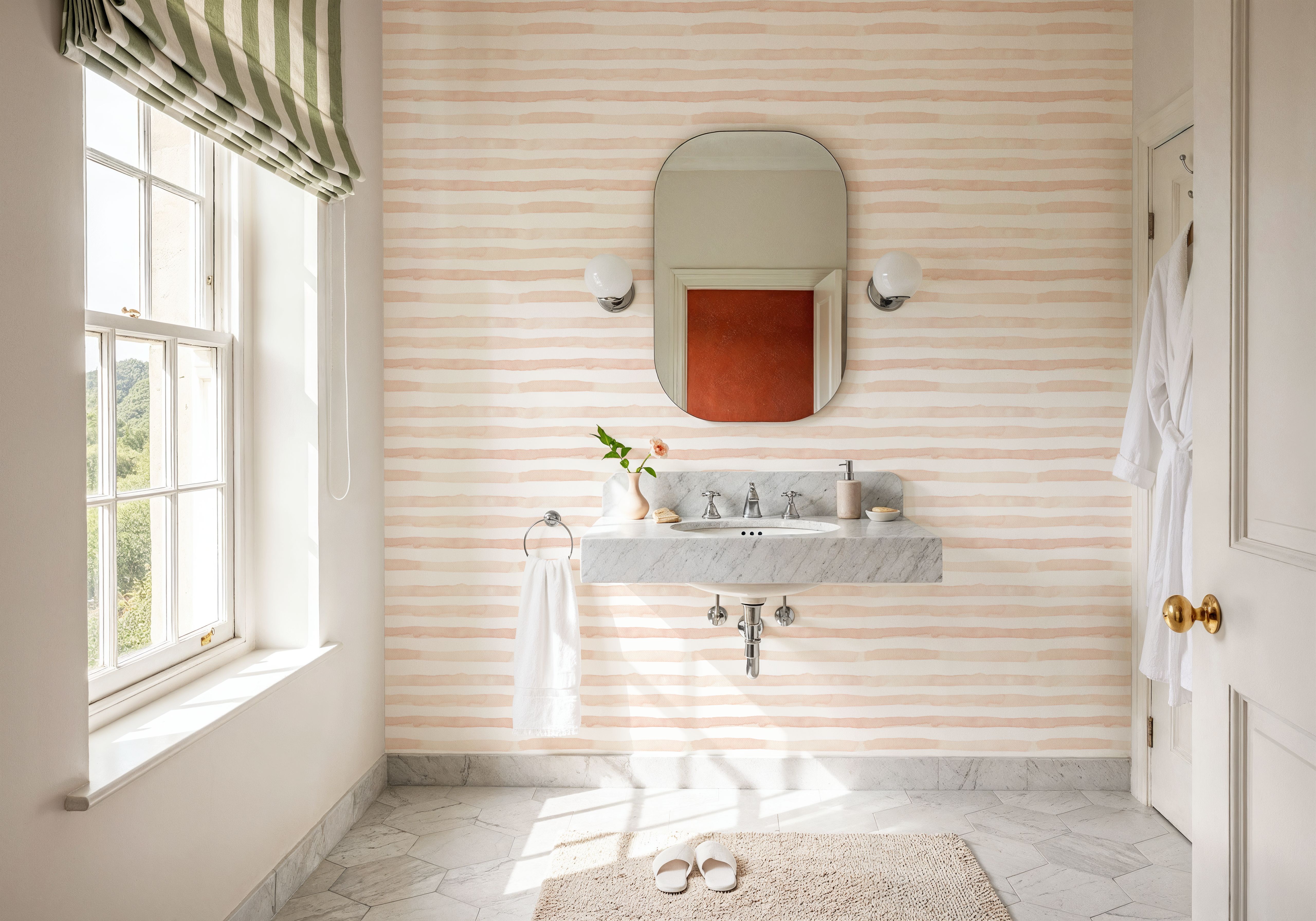 Watercolor Stripes Peach